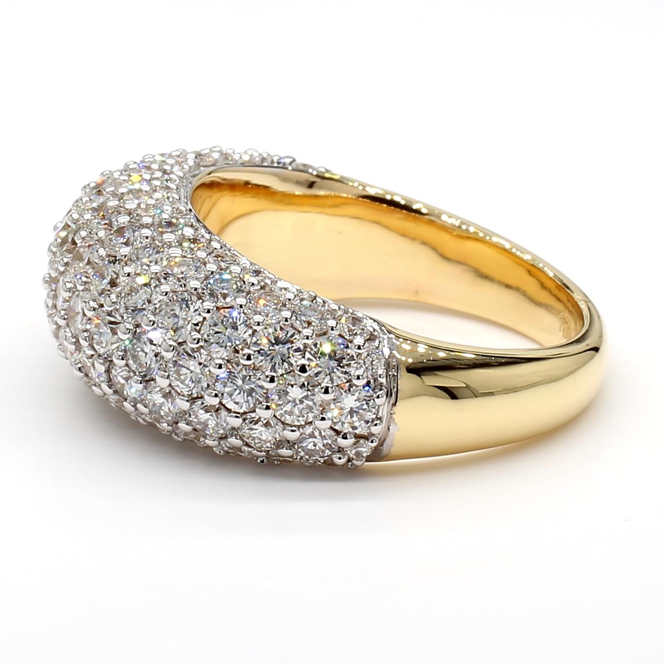 Natural White Round Diamond 3.53 Carat TW White Gold Cocktail Band