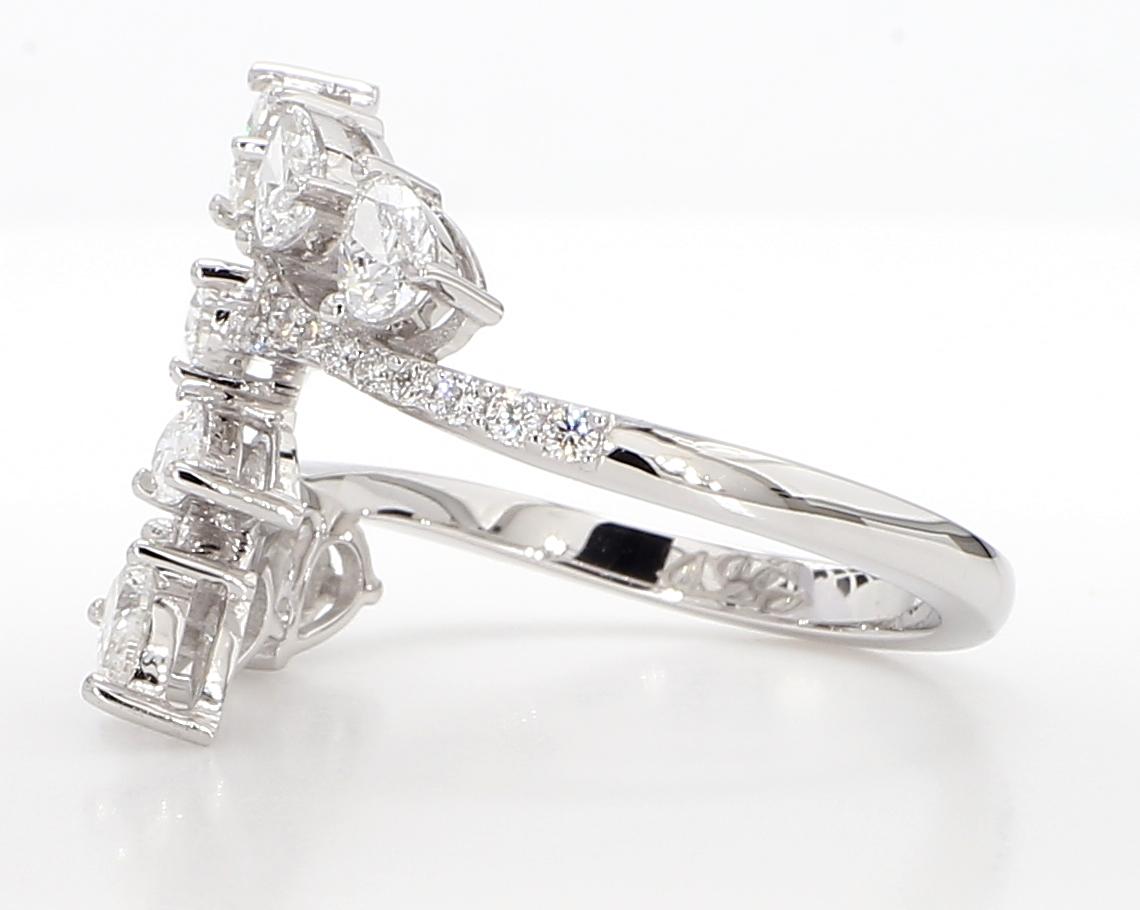 Natural White Pear Diamond 1.28 Carat TW White Gold Cocktail Ring