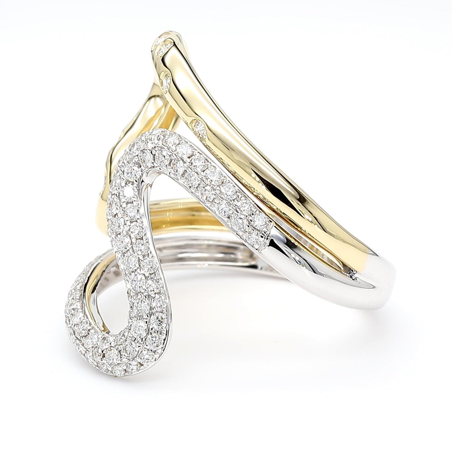 Natural White Round Diamond 0.72 Carat TW Gold Cocktail Ring