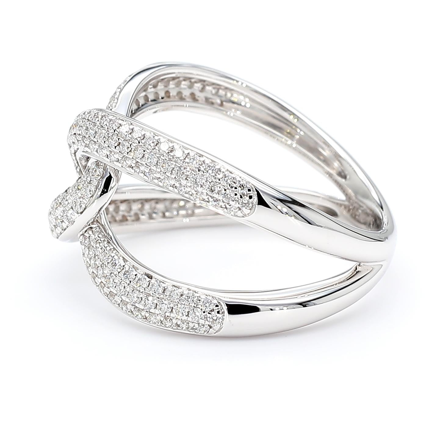 Natural White Round Diamond 0.61 Carat TW White Gold Cocktail Ring