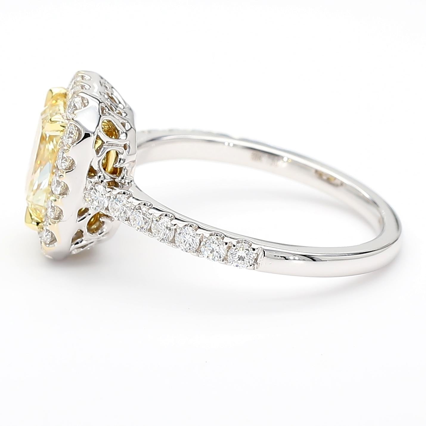 GIA Certified Natural Yellow Radiant Diamond 2.22 Carat TW Gold Cocktail Ring