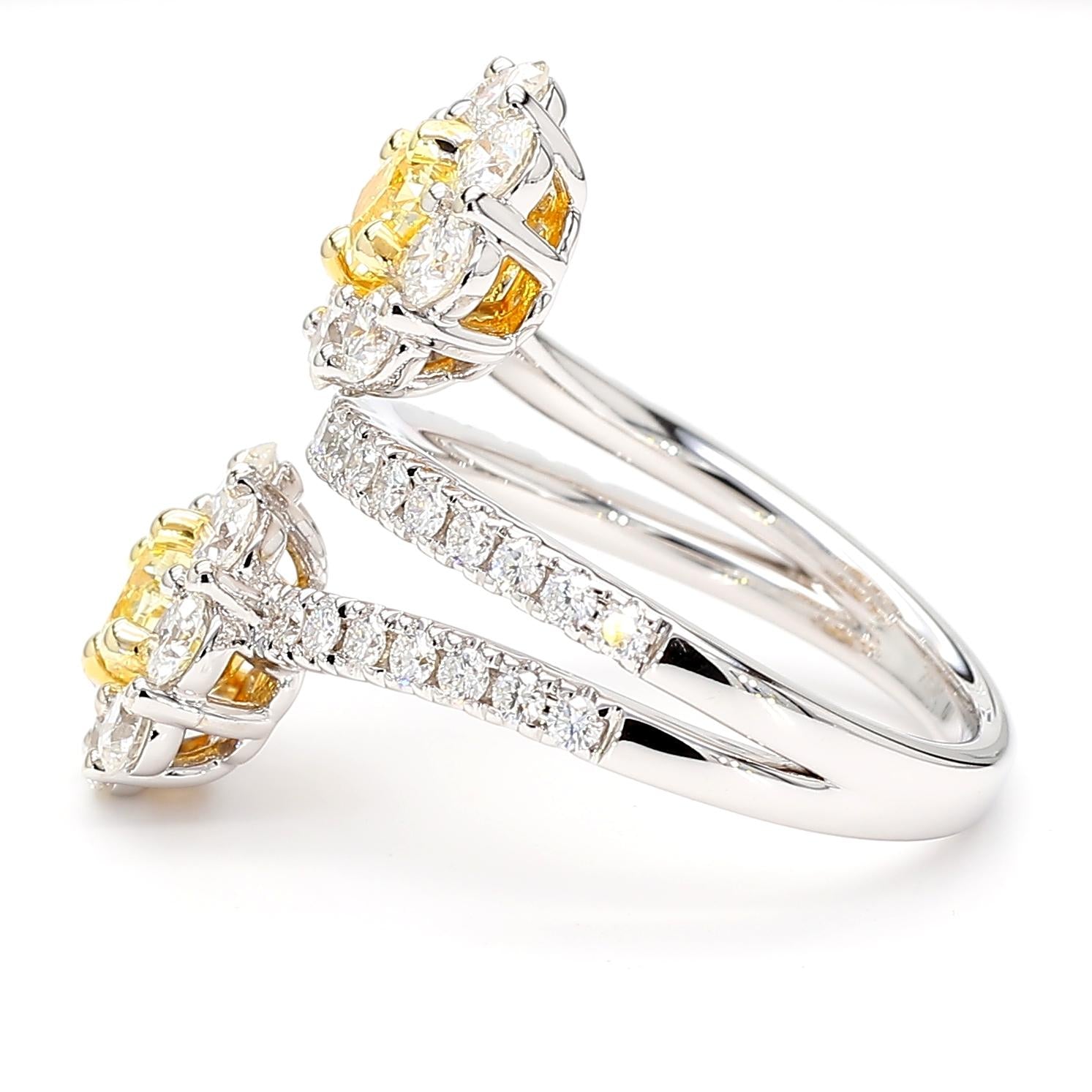 Natural Yellow Cushion Diamond 2.43 Carat TW Gold Cocktail Ring