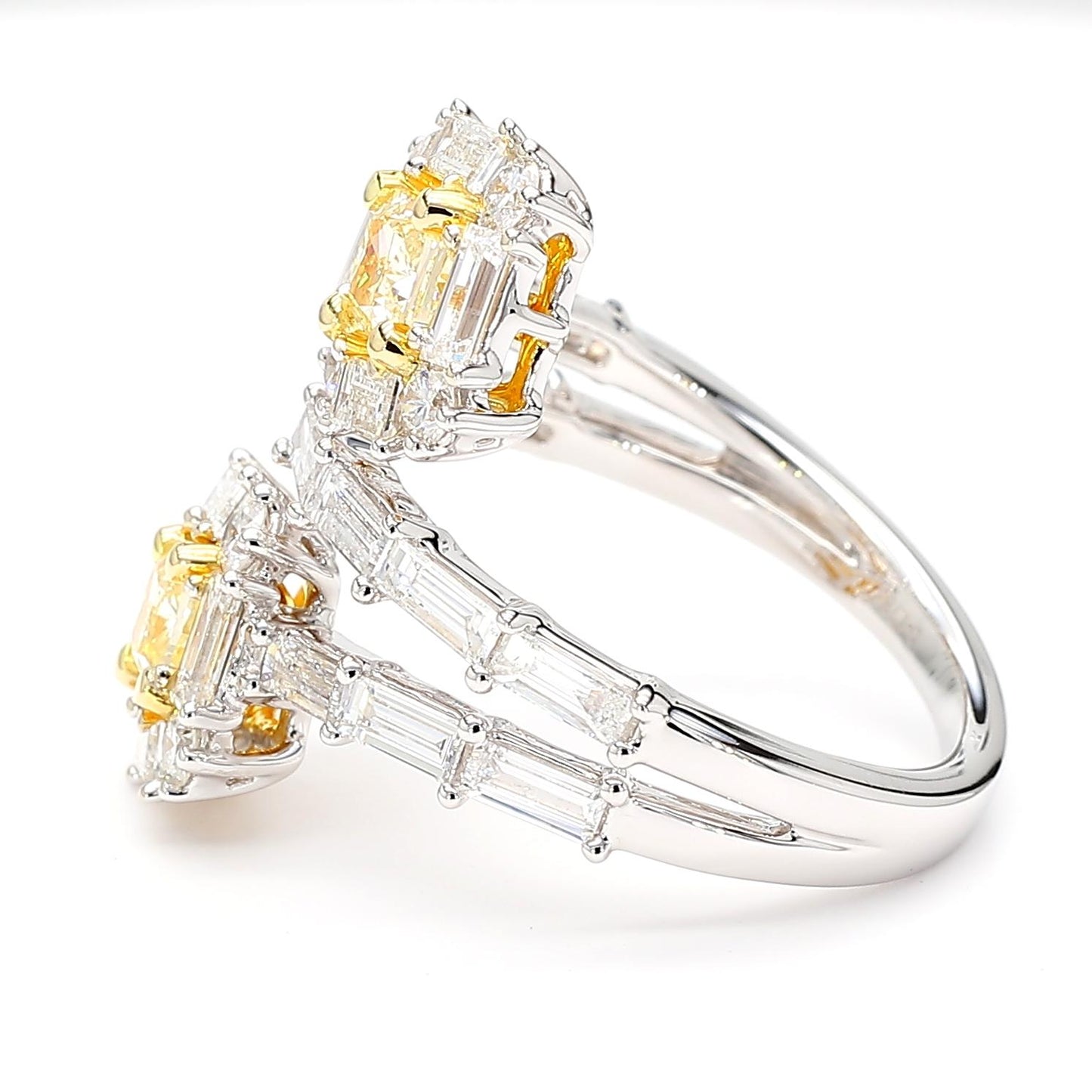 Natural Yellow Cushion Diamond 2.48 Carat TW Gold Cocktail Ring
