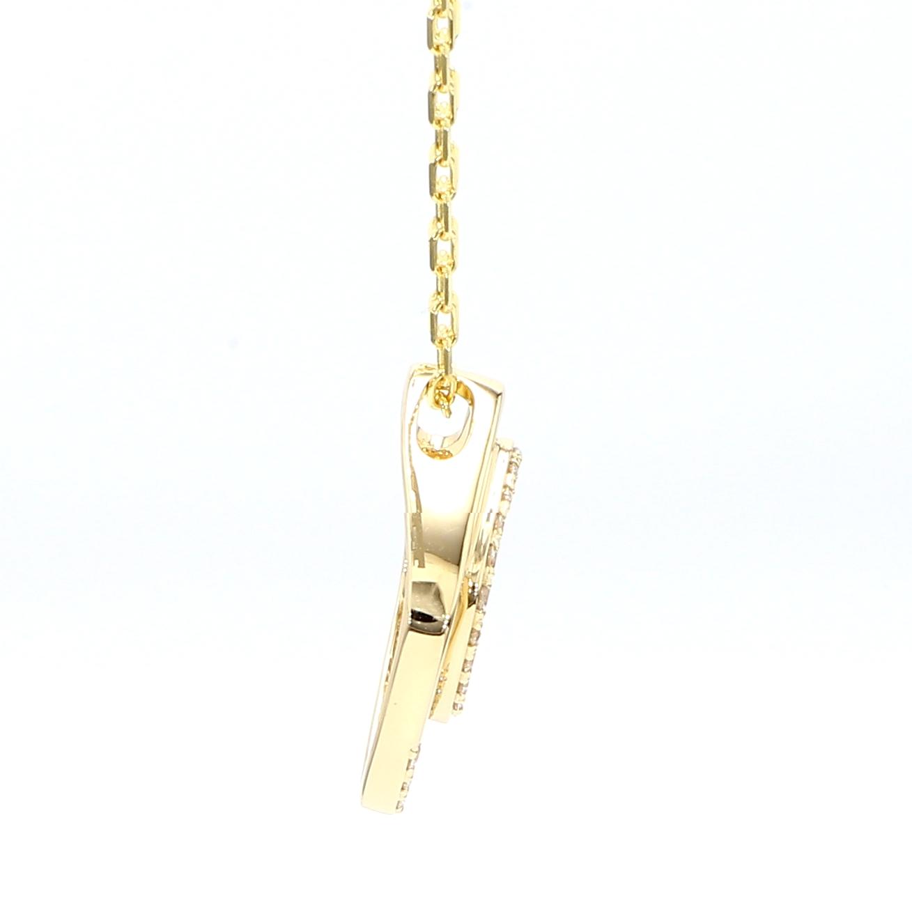 Natural White Round Diamond .19 Carat TW Yellow Gold Drop Pendant