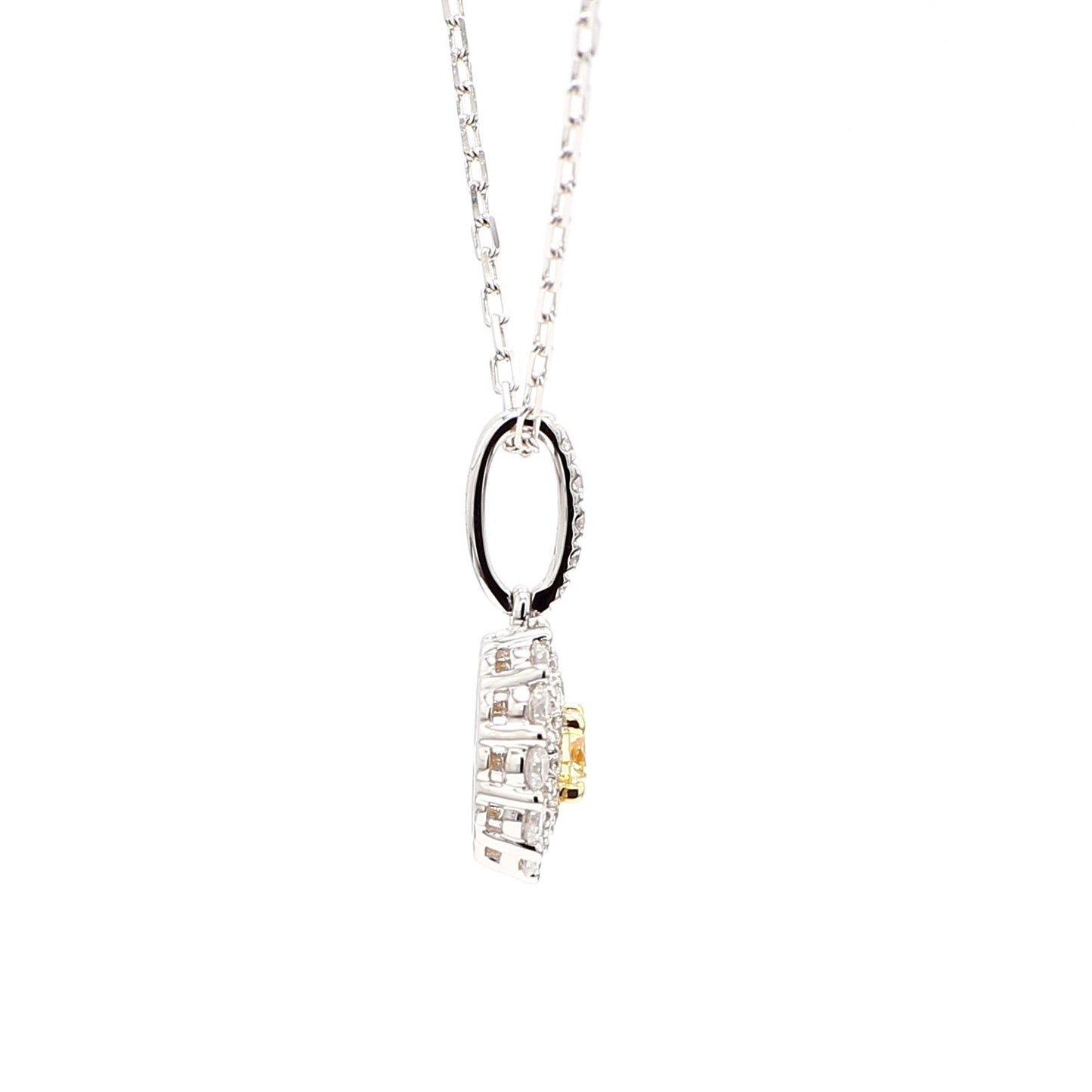 Natural Yellow Round Diamond .64 Carat TW Gold Drop Pendant