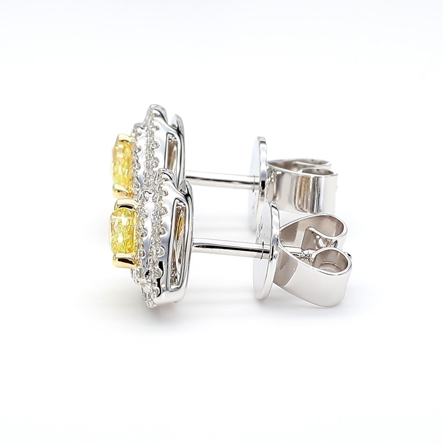 Natural Yellow Pear Diamond 0.74 Carat TW Gold Drop Earrings