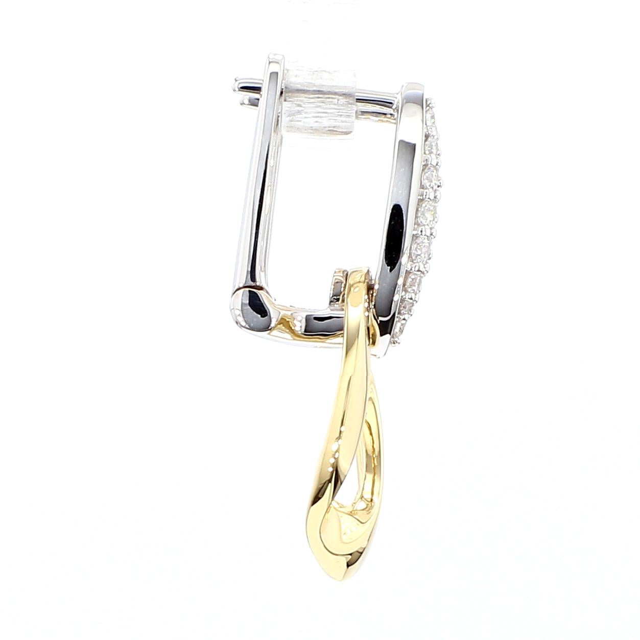 Natural White Round Diamond 0.37 Carat TW Gold Dangle Earrings