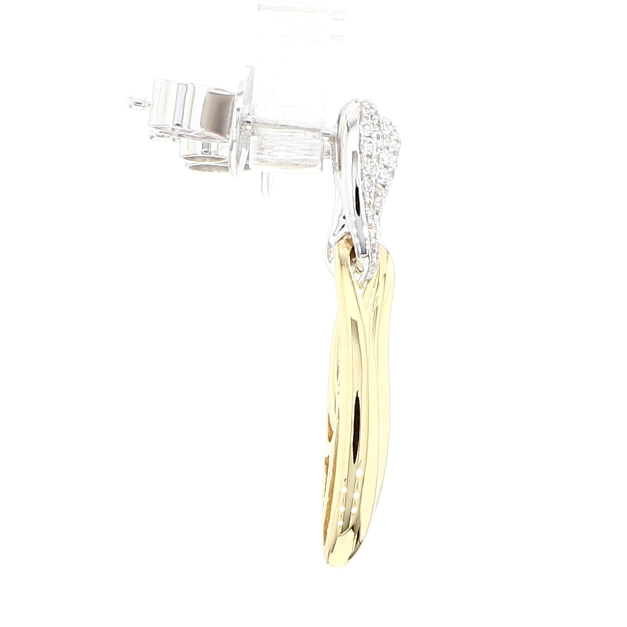 Natural White Round Diamond 0.23 Carat TW Gold Dangle Earrings