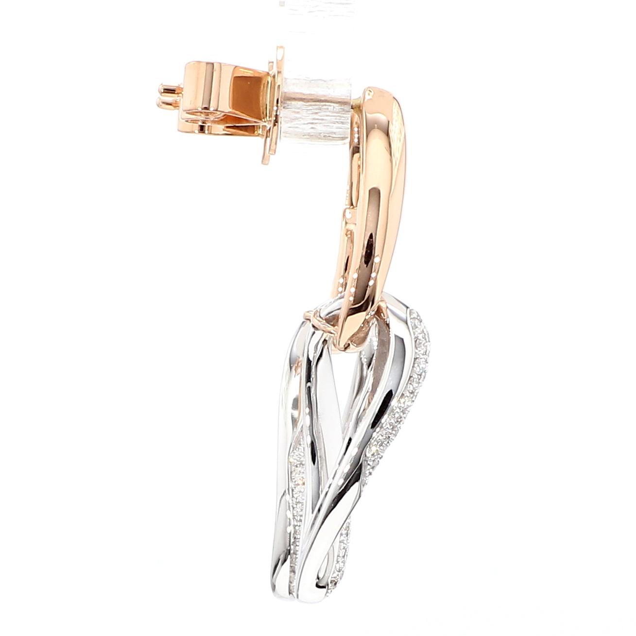 Natural White Round Diamond 0.33 Carat TW Rose Gold Dangle Earrings