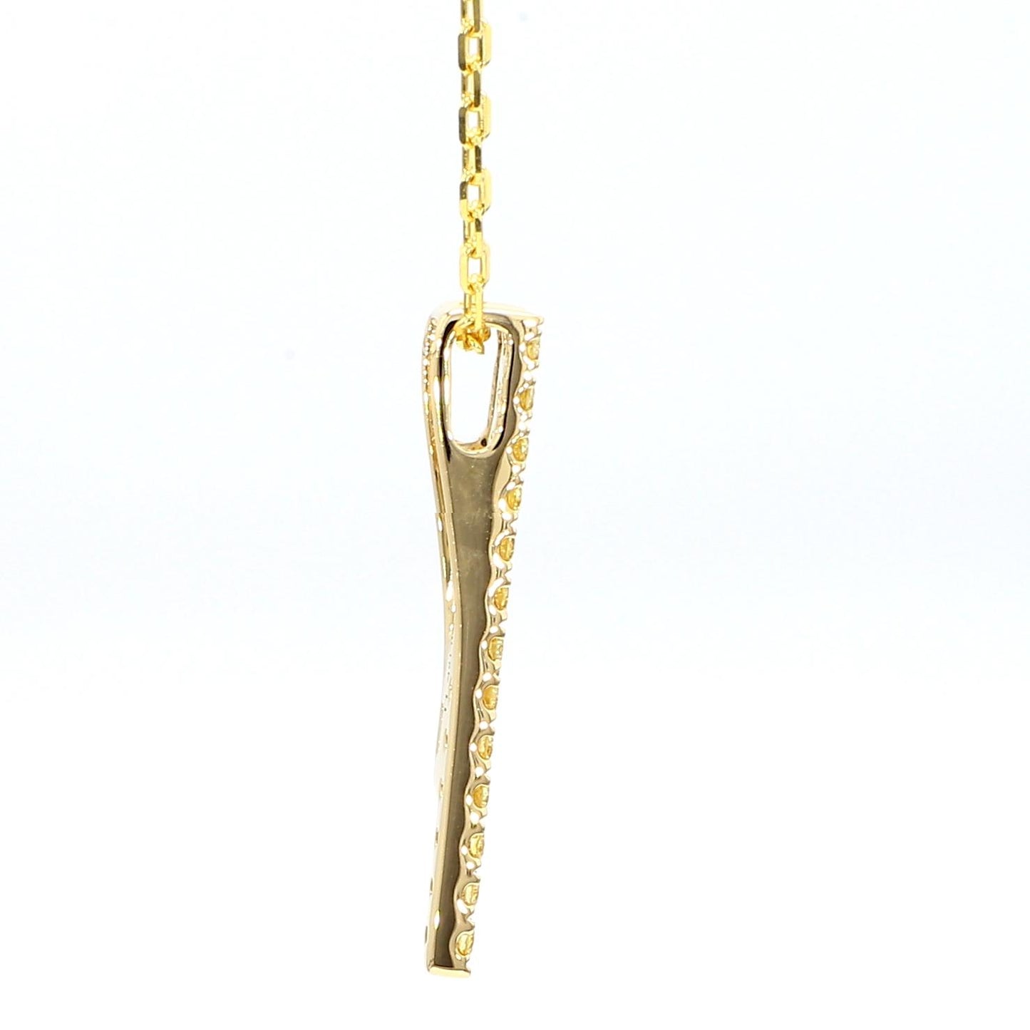 Natural White Baguette Diamond 0.37 Carat TW Yellow Gold Drop Pendant
