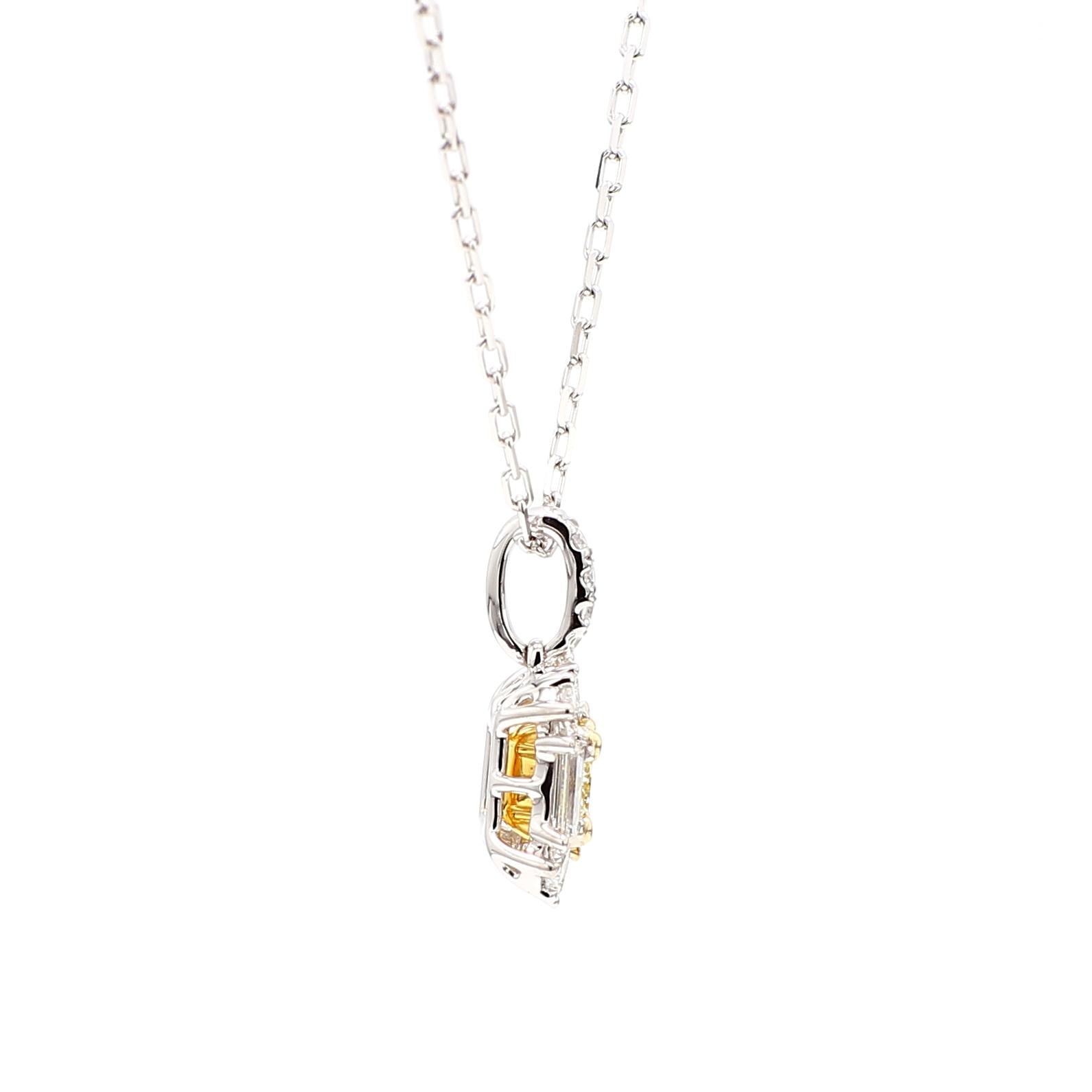 Natural Yellow Cushion Diamond 0.86 Carat TW Gold Drop Pendant