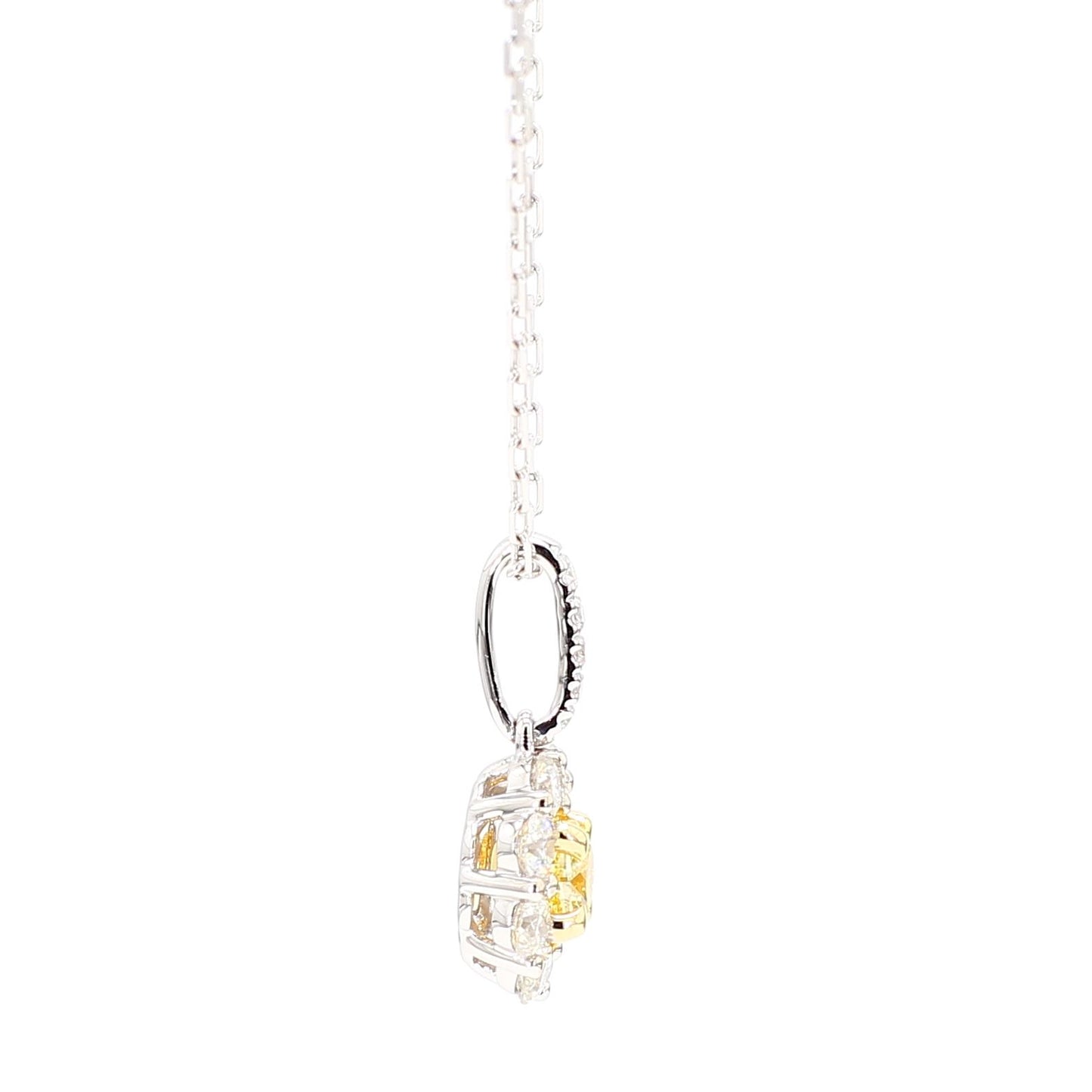 Natural Yellow Cushion Diamond 1.07 Carat TW Gold Drop Pendant