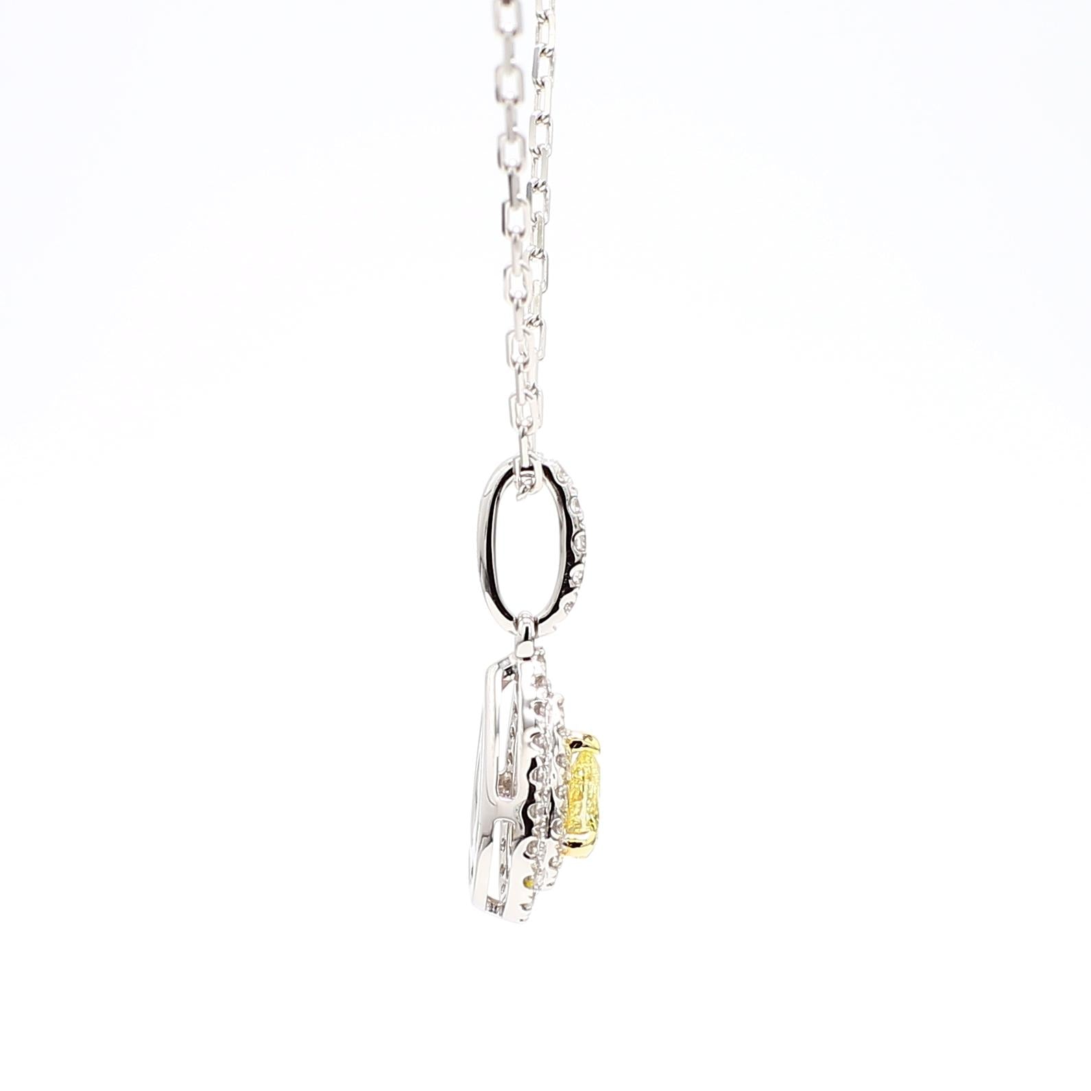 Natural Yellow Pear Diamond 0.43 Carat TW Gold Drop Pendant