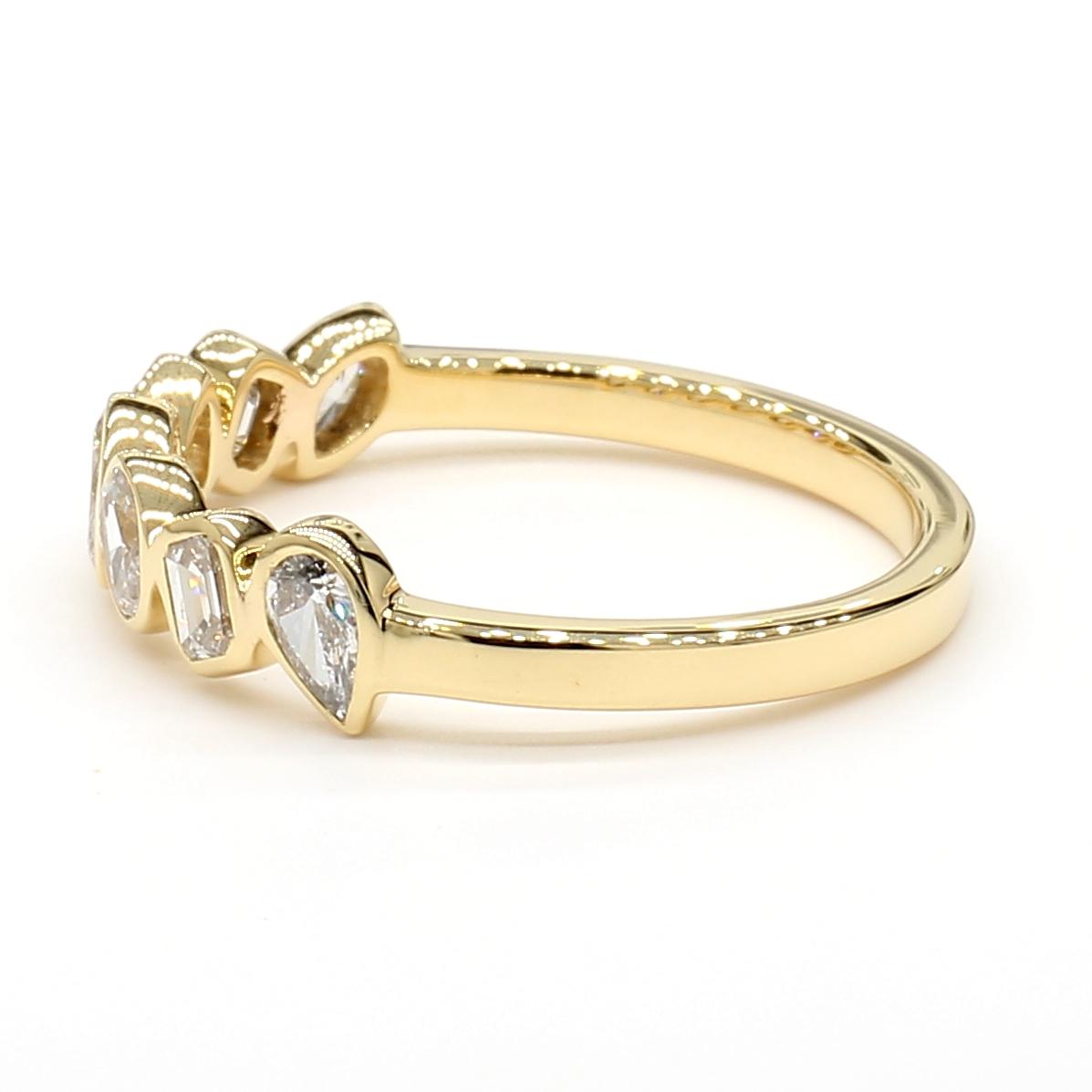 Natural White Emerald Diamond 0.73 Carat TW Yellow Gold Cocktail Band