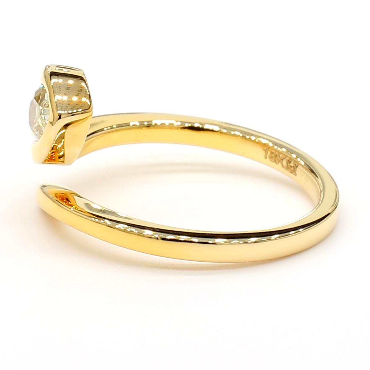 Natural Yellow Pear Diamond .50 Carat TW Yellow Gold Cocktail Ring
