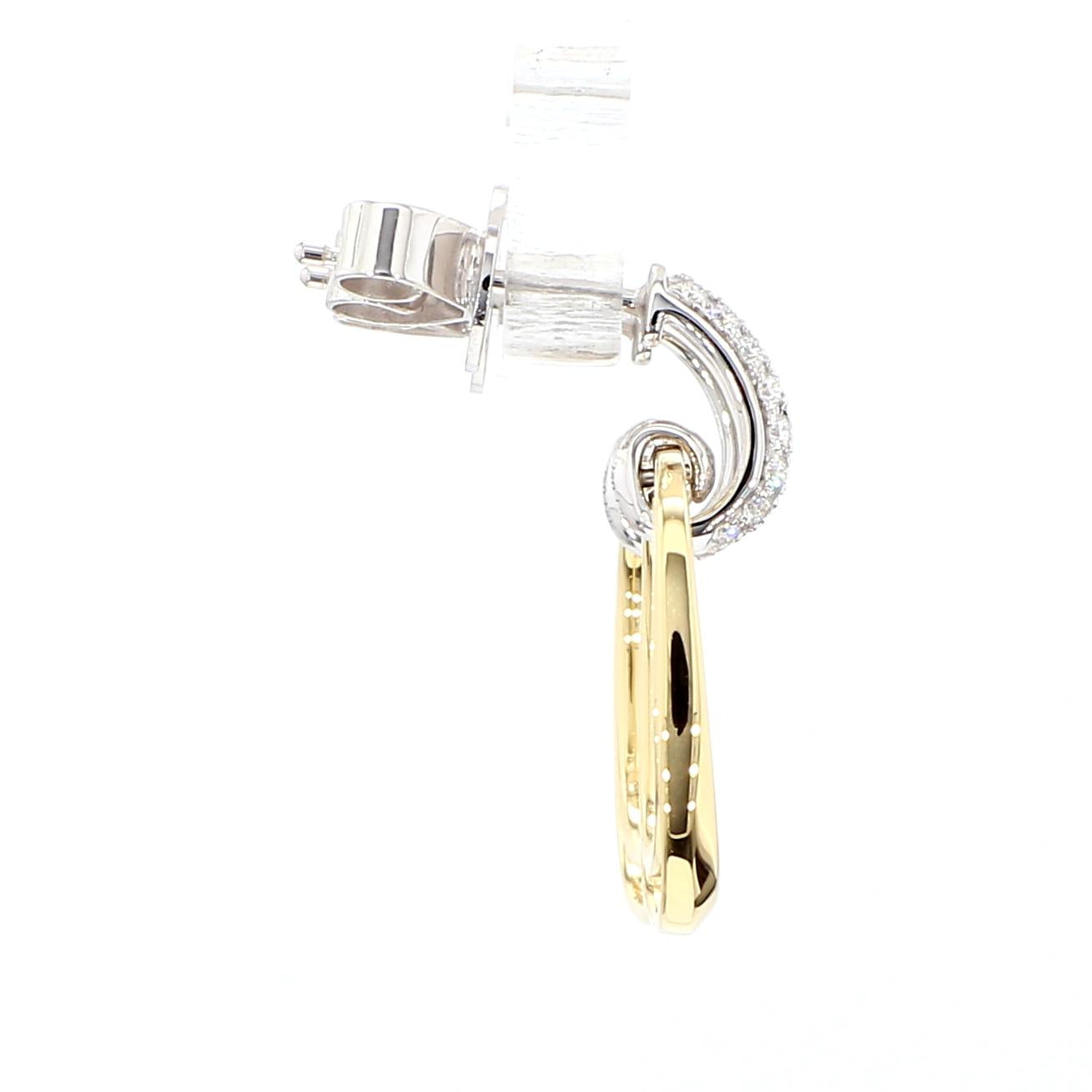 Natural White Round Diamond 0.21 Carat TW Yellow Gold Drop Earrings