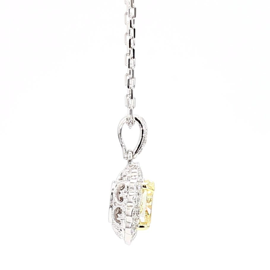 GIA Certified Natural Yellow Oval Diamond 1.20 Carat TW Gold Drop Pendant