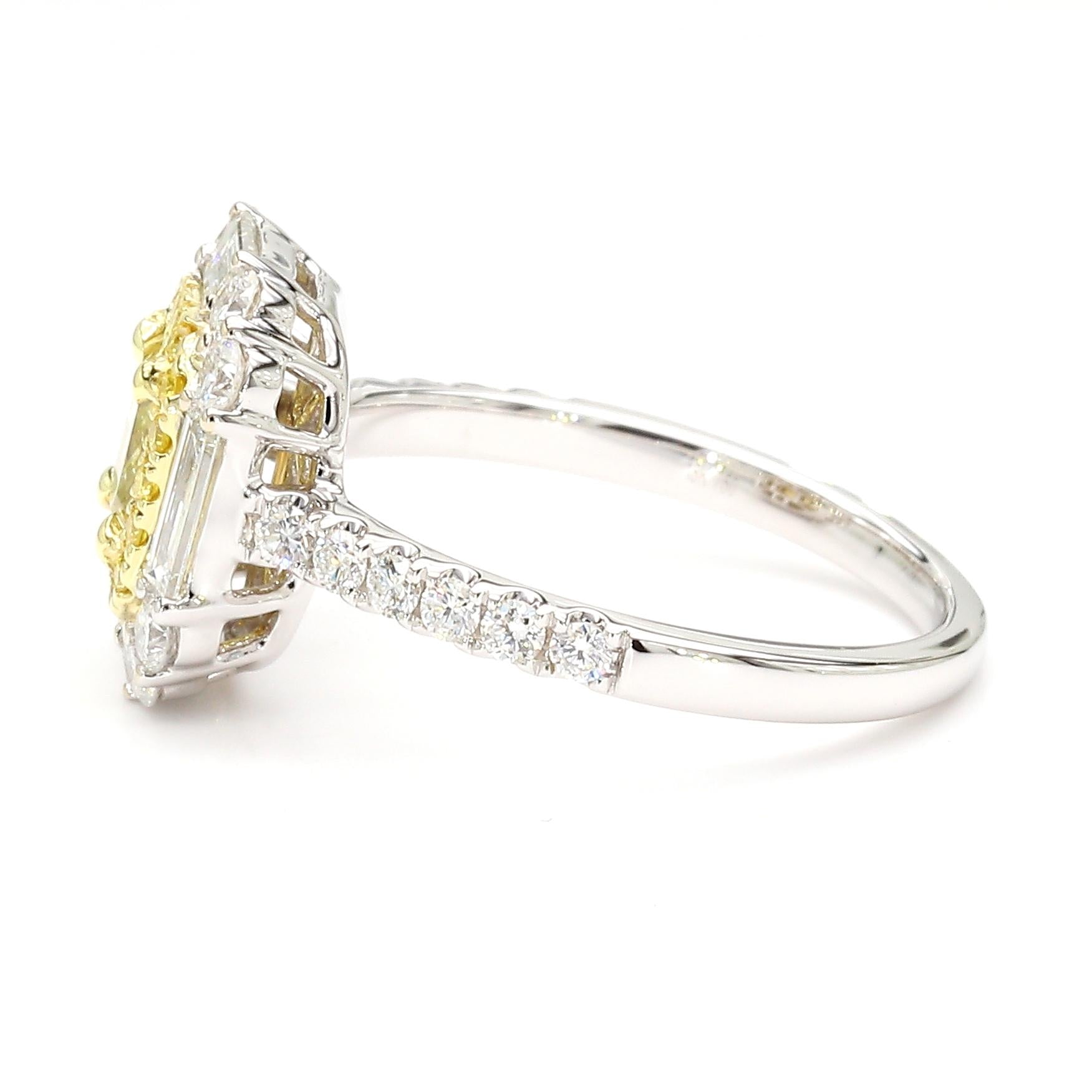 GIA Certified Fancy Yellow Cushion Diamond 1.81 Carat TW Gold Cocktail Ring