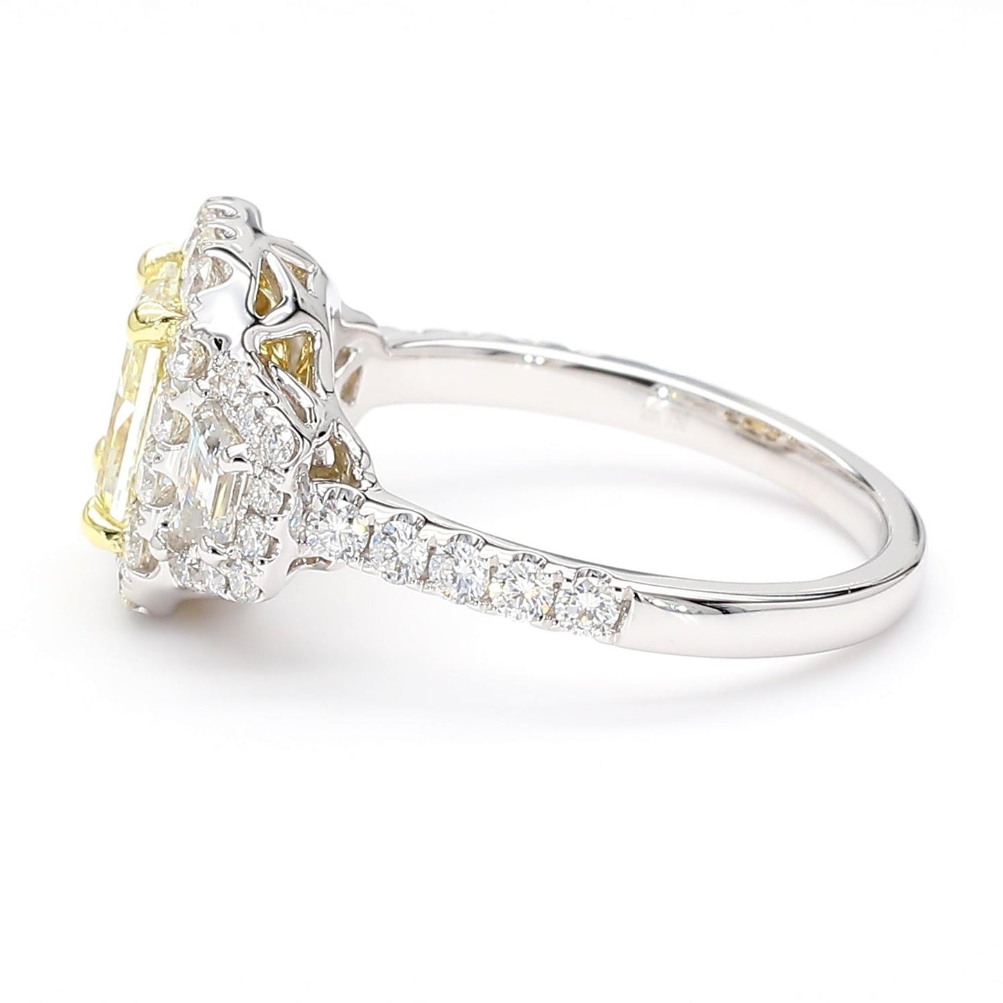 GIA Certified Natural Yellow Radiant Diamond 2.55 Carat TW Gold Cocktail Ring