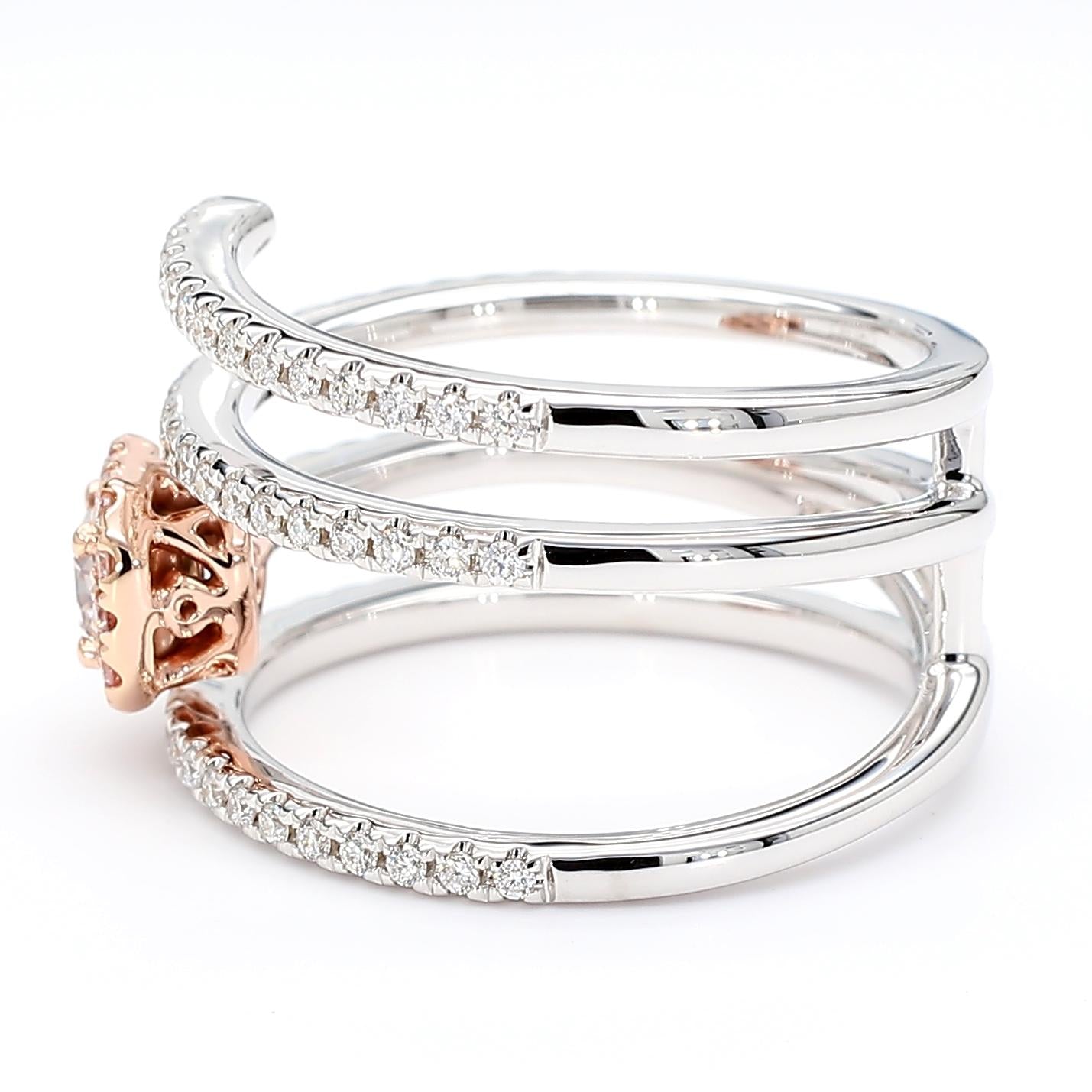 GIA Certified Fancy Pinkish Brown Cushion Diamond 1.20 Carat TW Cocktail Ring