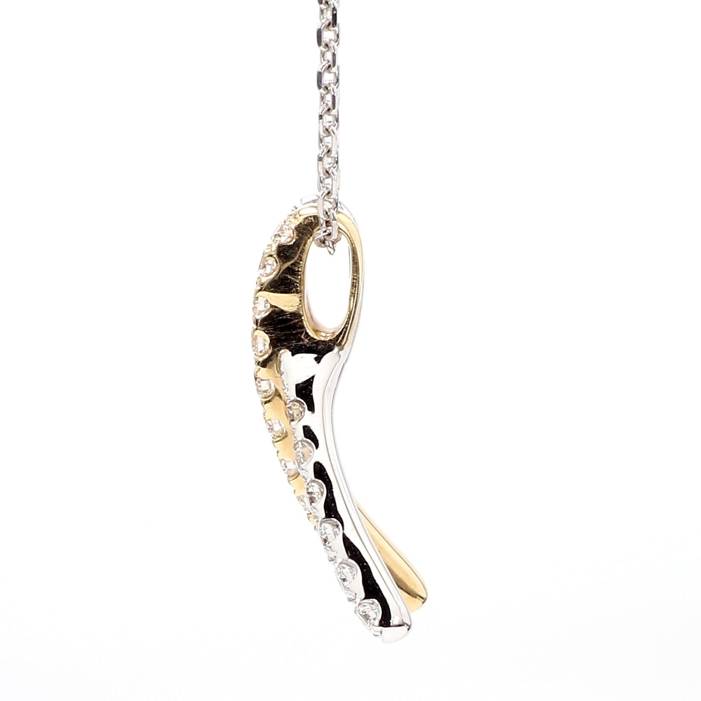 Natural White Round Diamond 0.56 Carat TW Yellow Gold Drop Pendant