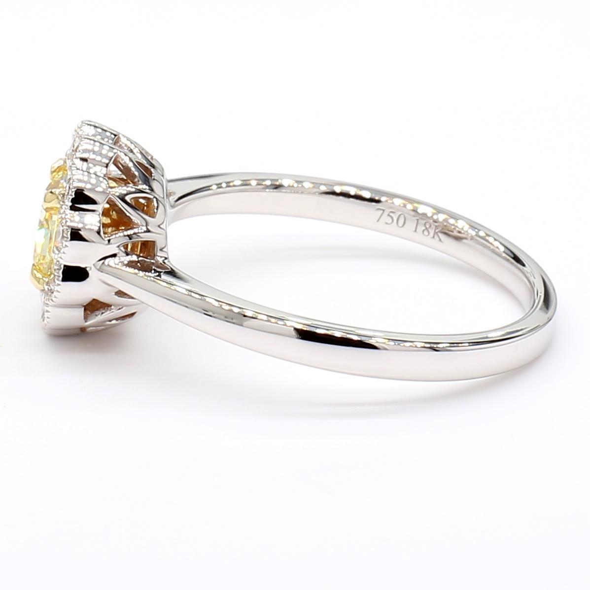Natural Yellow Cushion Diamond 0.75 Carat TW Gold Cocktail Ring