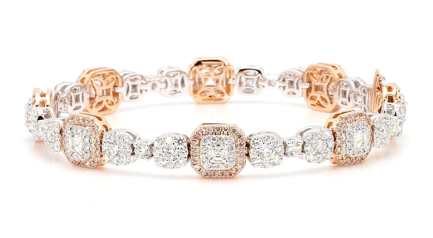 Natural White Emerald Diamond 6.04 Carat TW Gold Tennis Bracelet