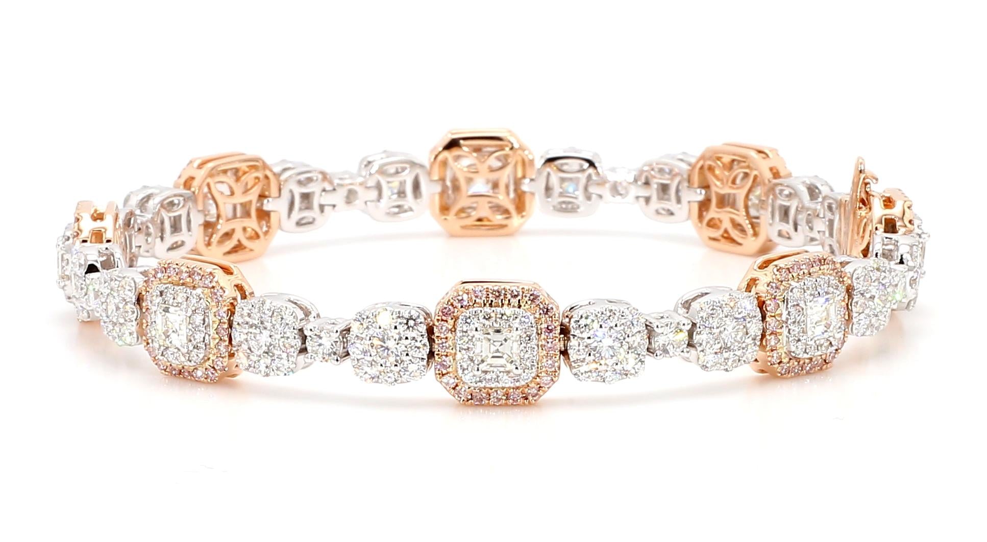 Natural White Emerald Diamond 6.04 Carat TW Gold Tennis Bracelet