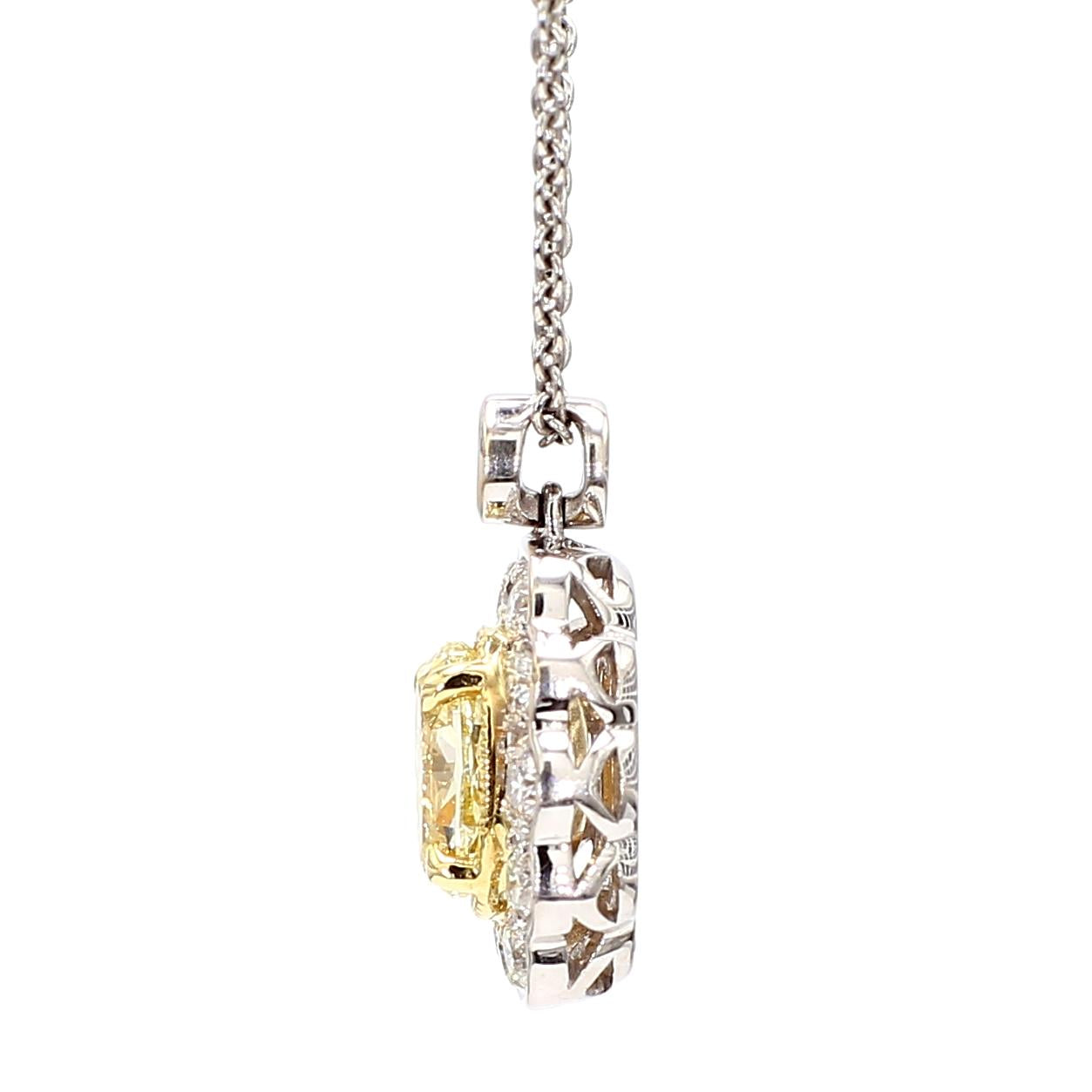Natural Yellow Oval Diamond 1.06 Carat TW Gold Drop Pendant