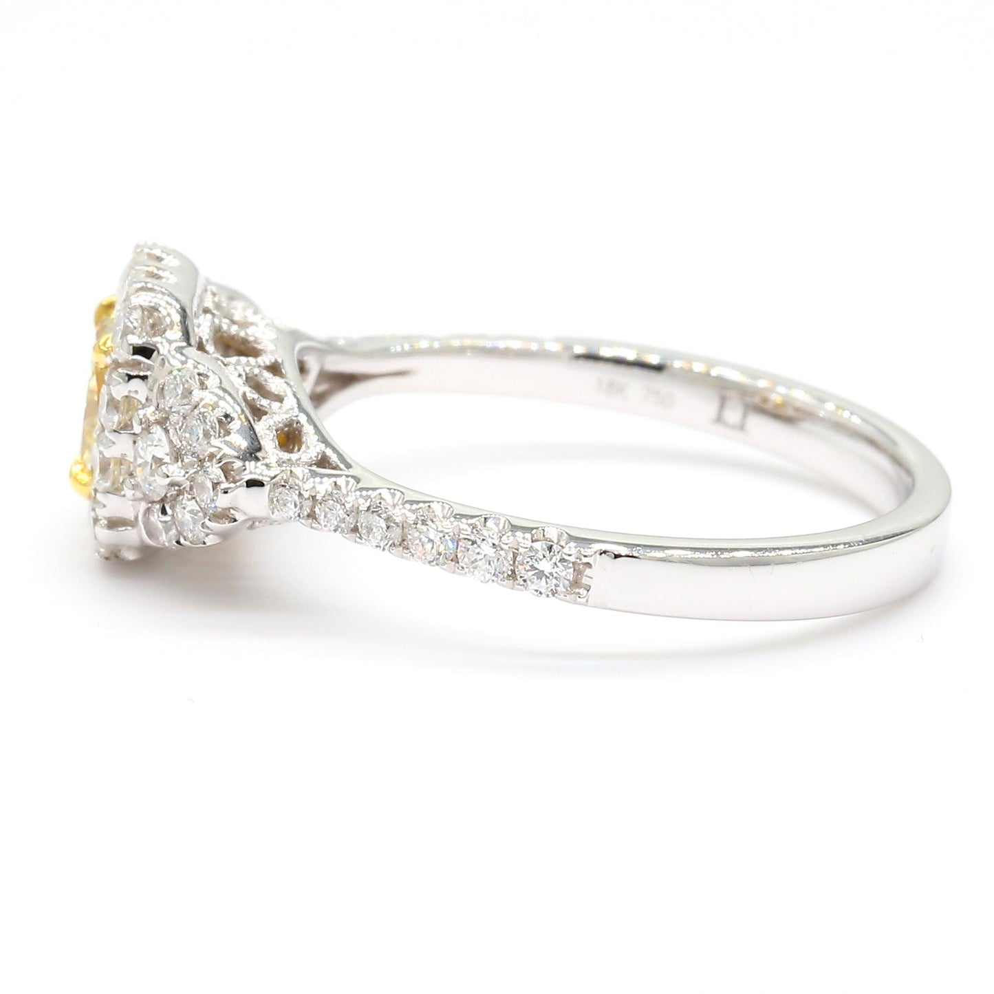 IGI Certified Natural Yellow Cushion Diamond 1.17 Carat TW Gold Ring