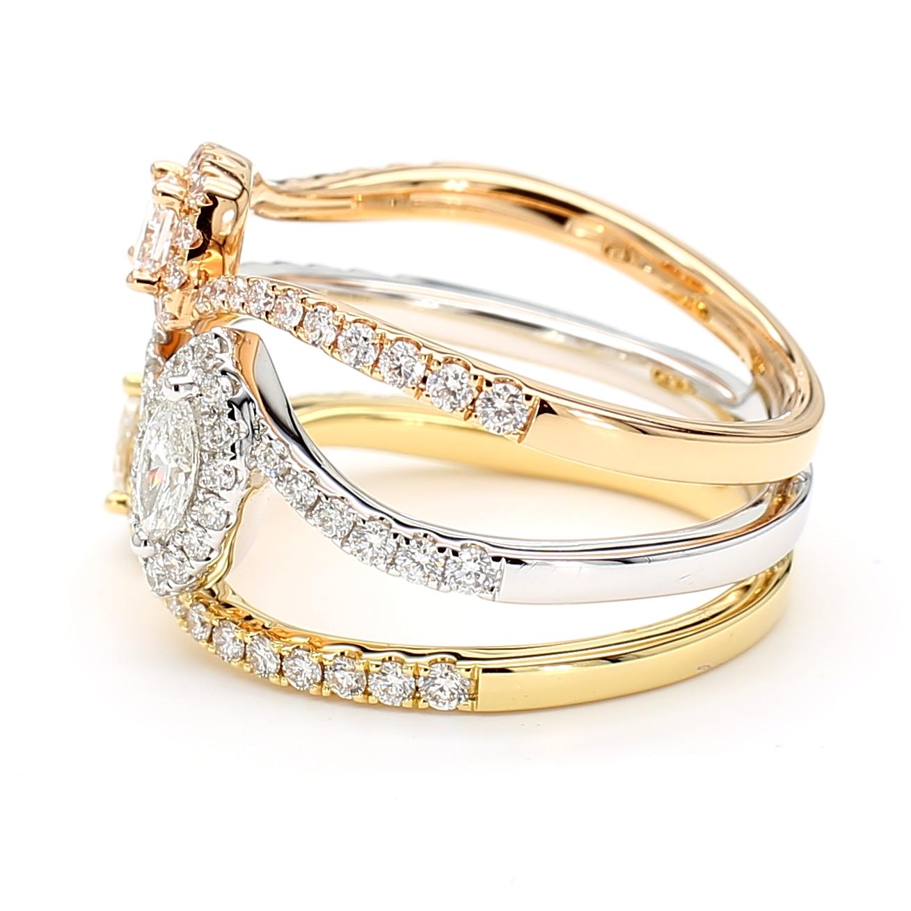 Natural White Cushion Diamond 1.16 Carat TW Gold Ring