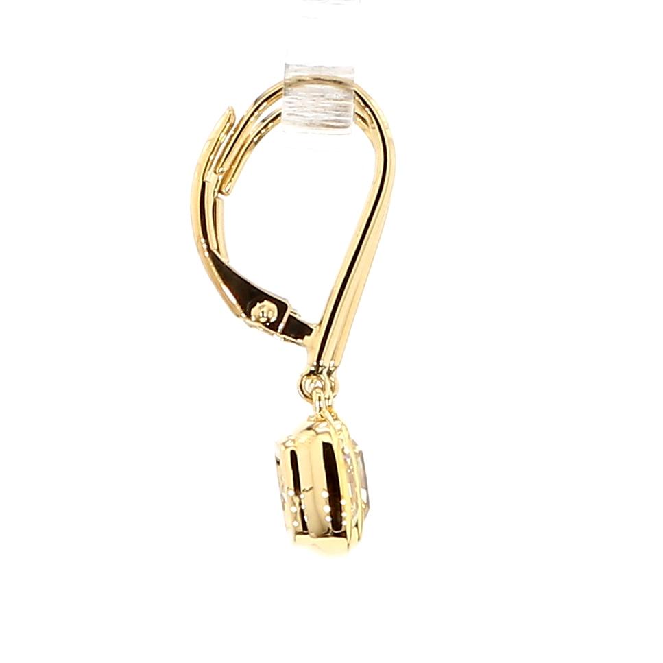 GIA Certified Natural Yellow Cushion Diamond 2.28 Carat TW Gold Earrings