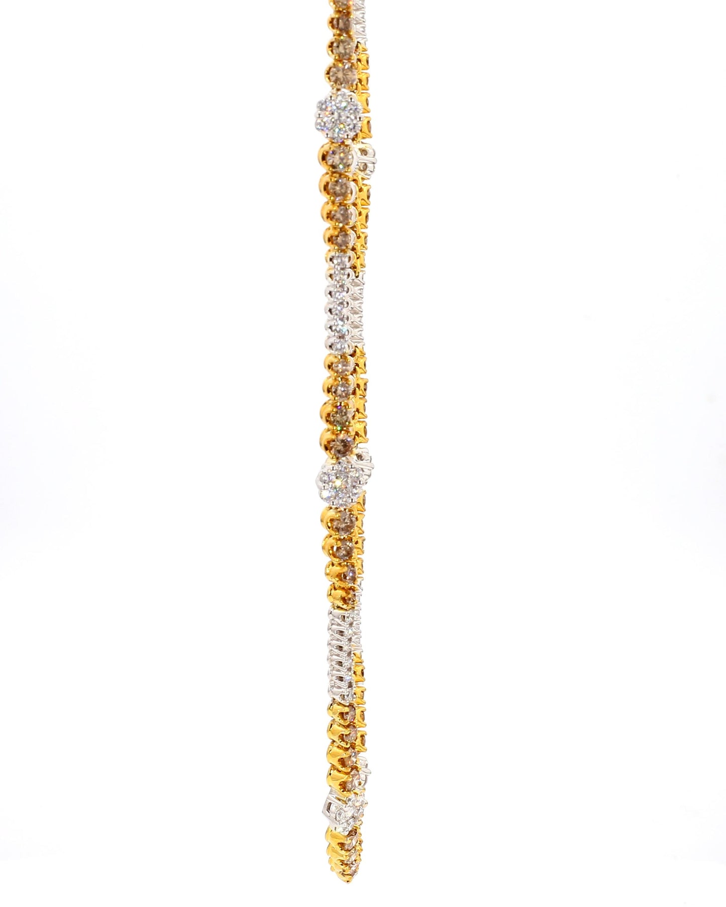 Natural Brown Round Diamond 8.18 Carat TW Gold Necklace