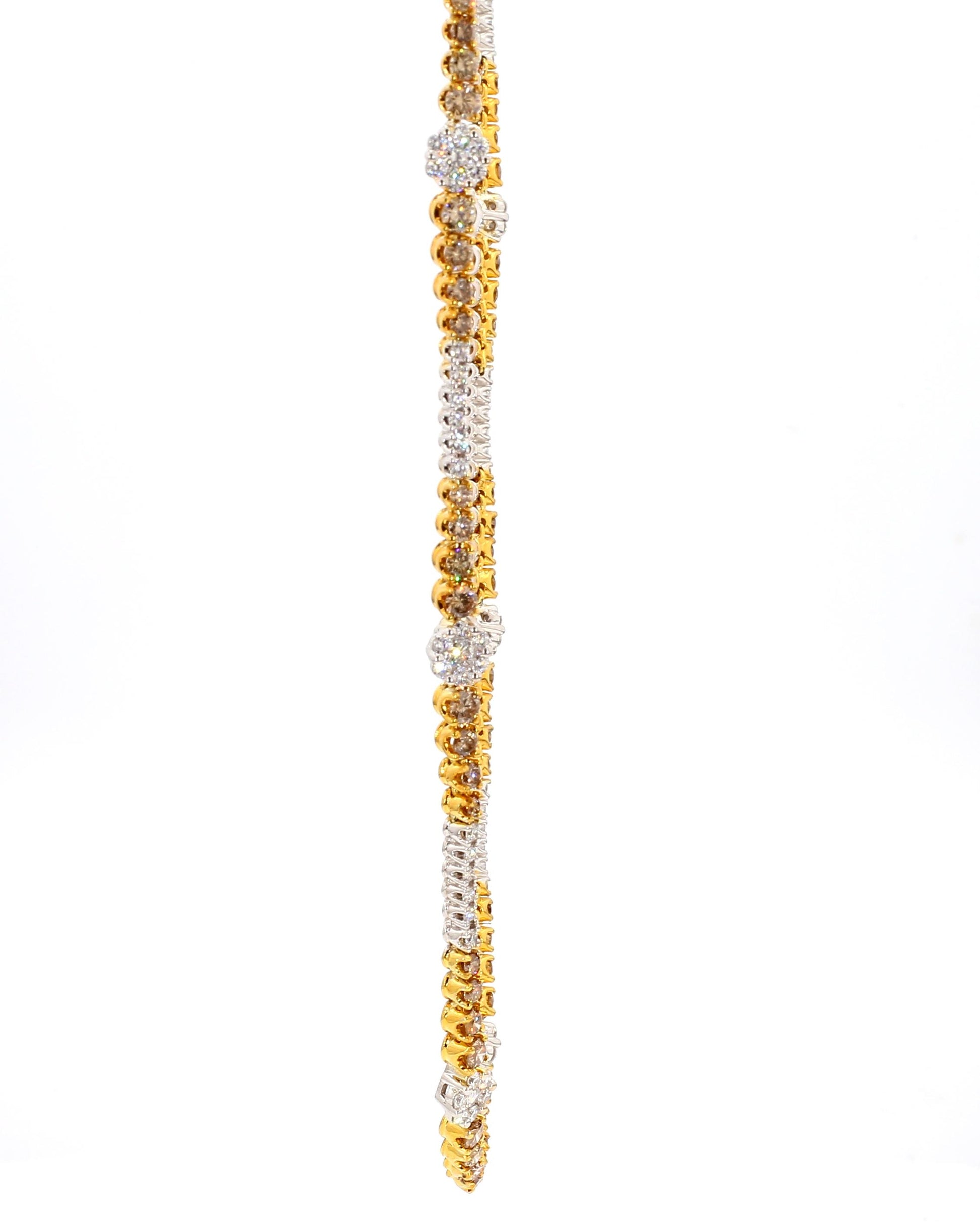 Natural Brown Round Diamond 8.18 Carat TW Gold Necklace