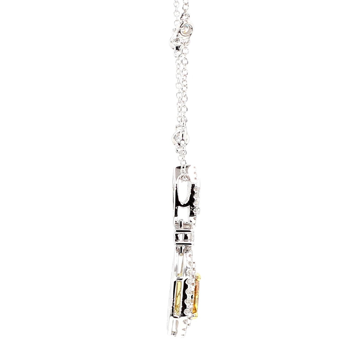 GIA Natural Fancy Vivid Yellow-Orange Pear Diamond 1.69 Carat TW Gold Necklace