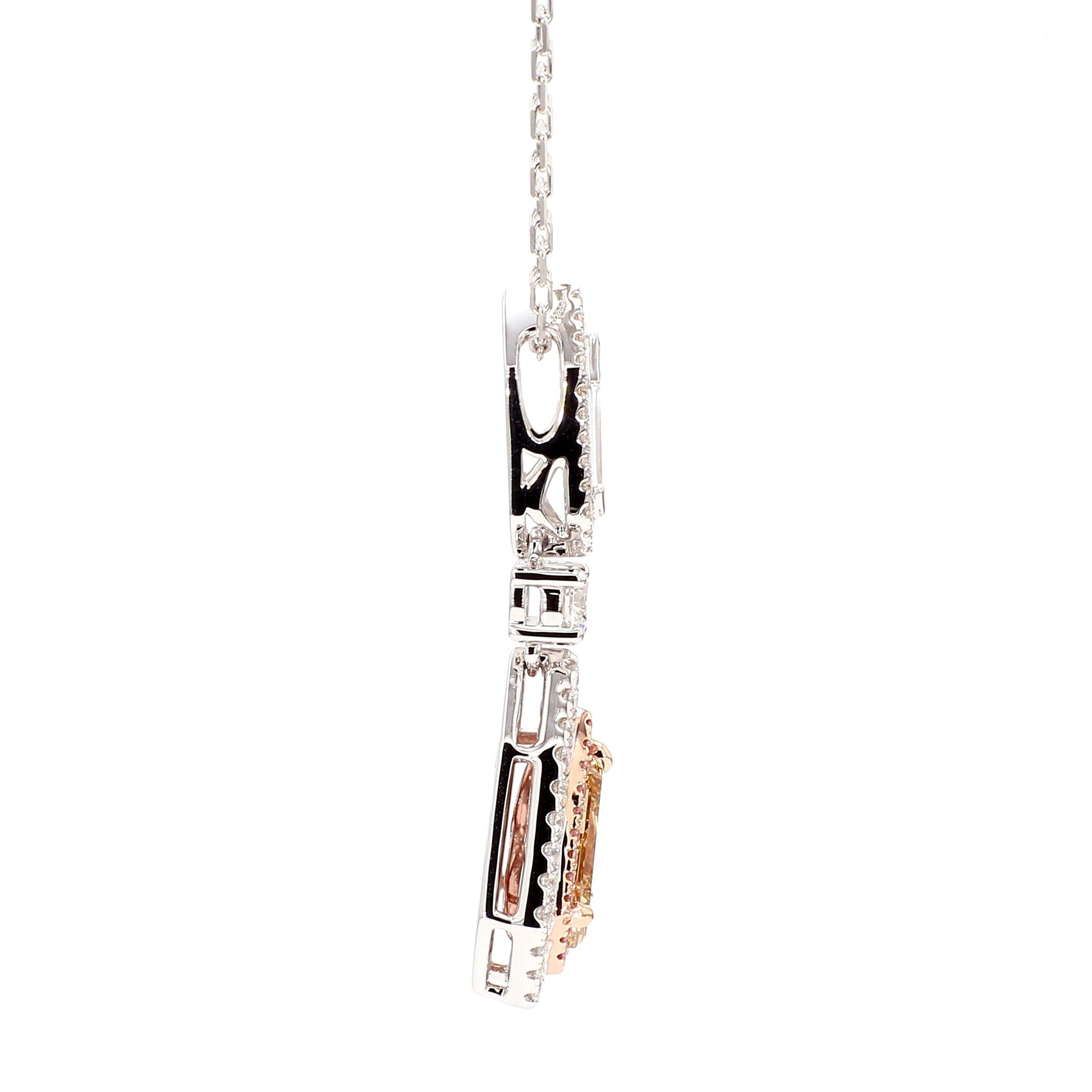 GIA Natural Fancy Brown-Yellow Shield Diamond 1.97 Carat TW Gold Necklace