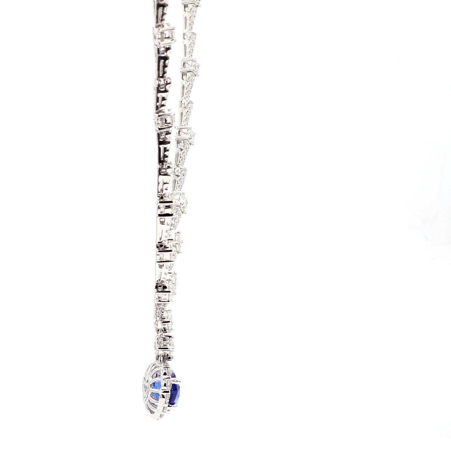 GIA Natural Blue Heart Sapphire and Diamond 11.82 Carat TW Gold Necklace