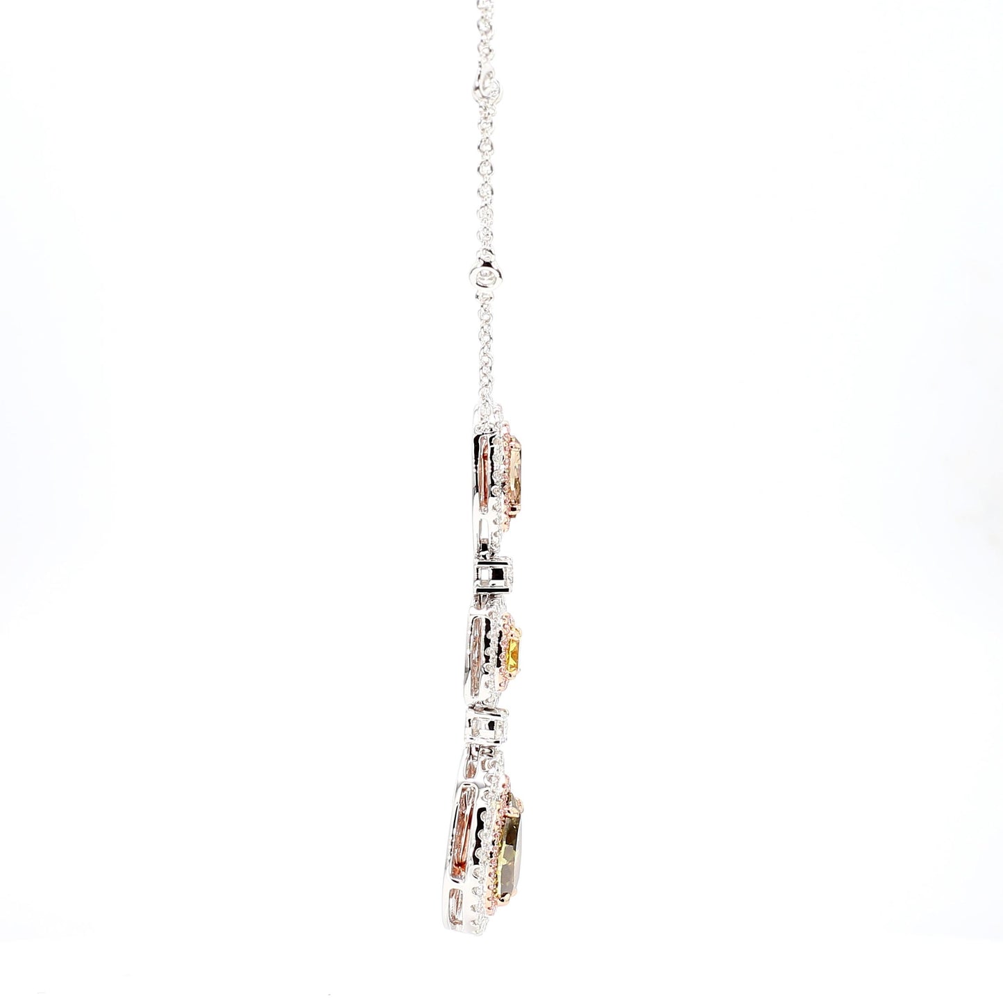 GIA Fancy Deep Brownish Greenish Yellow Pear Diamond 5.52 CTS Gold Necklace