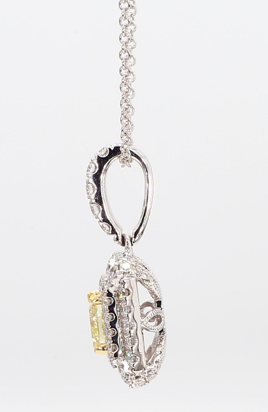 Natural Yellow Radiant Diamond 0.97 Carat TW Gold Pendant