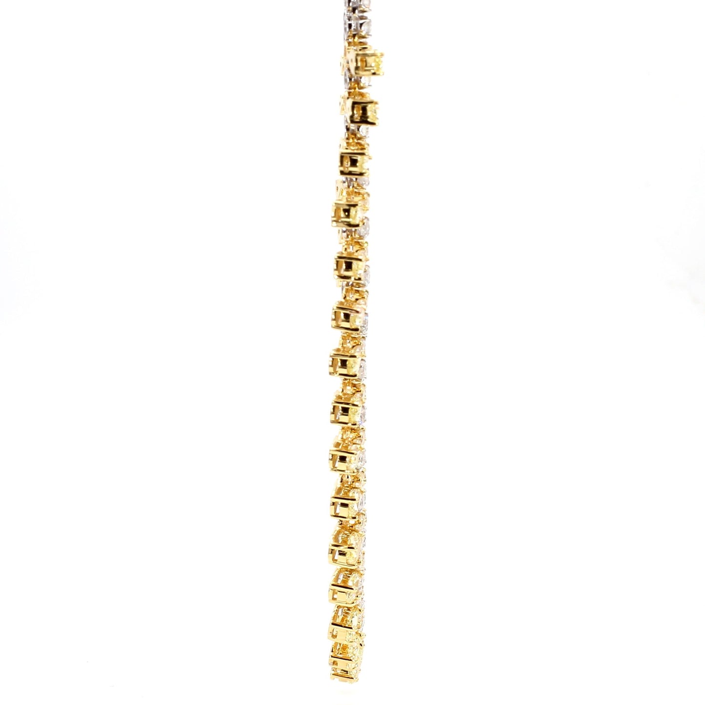 Natural Yellow Pear Diamond 12.05 Carat TW Gold Necklace