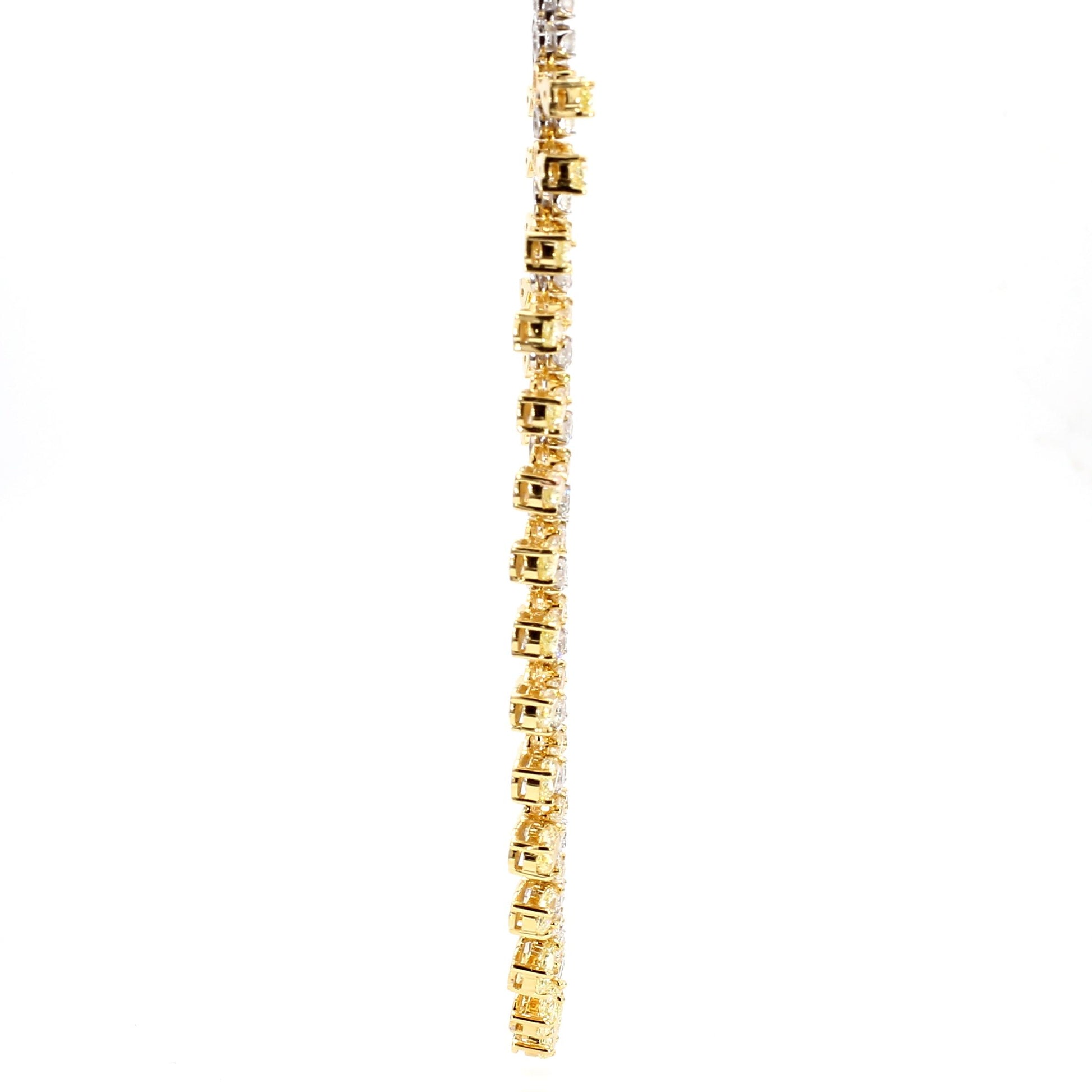 Natural Yellow Pear Diamond 12.05 Carat TW Gold Necklace