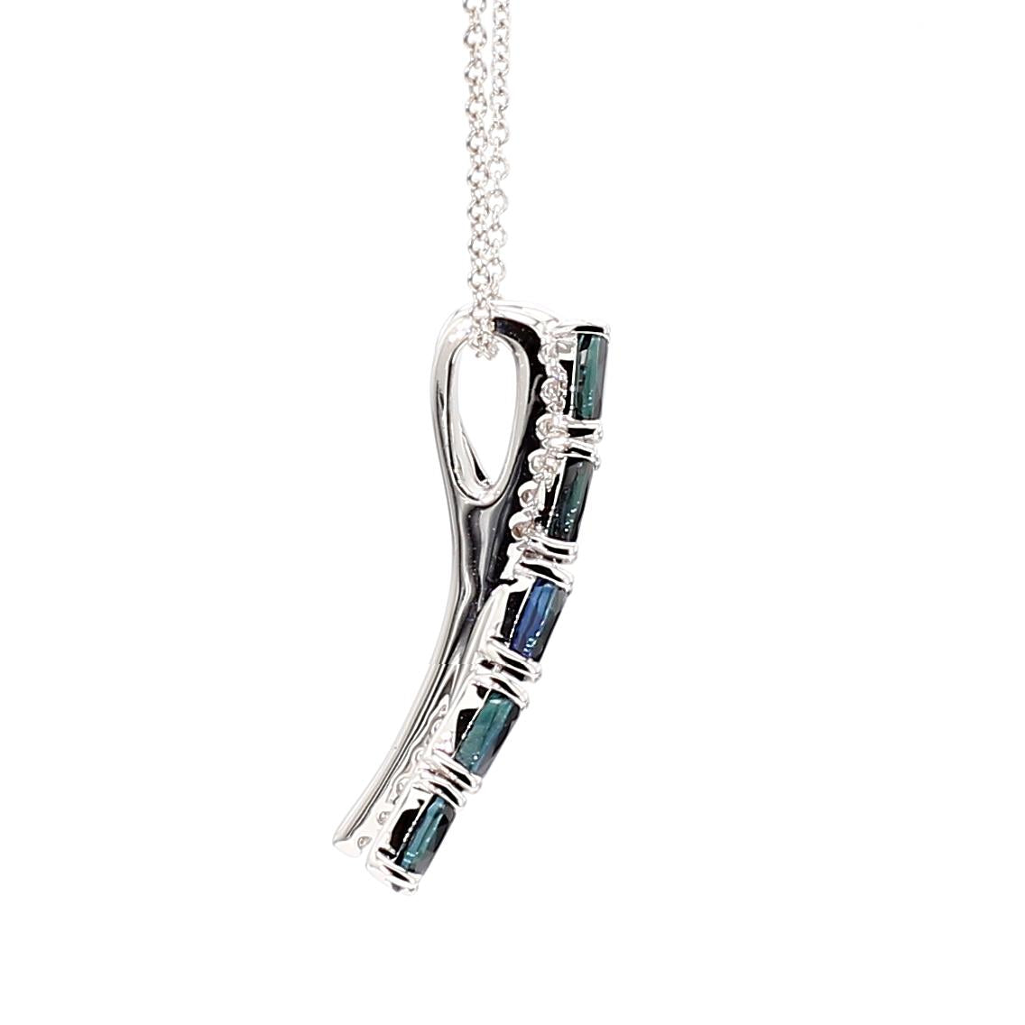 Natural Blue Oval Sapphire and Diamond 1.74 Carat TW Gold Pendant