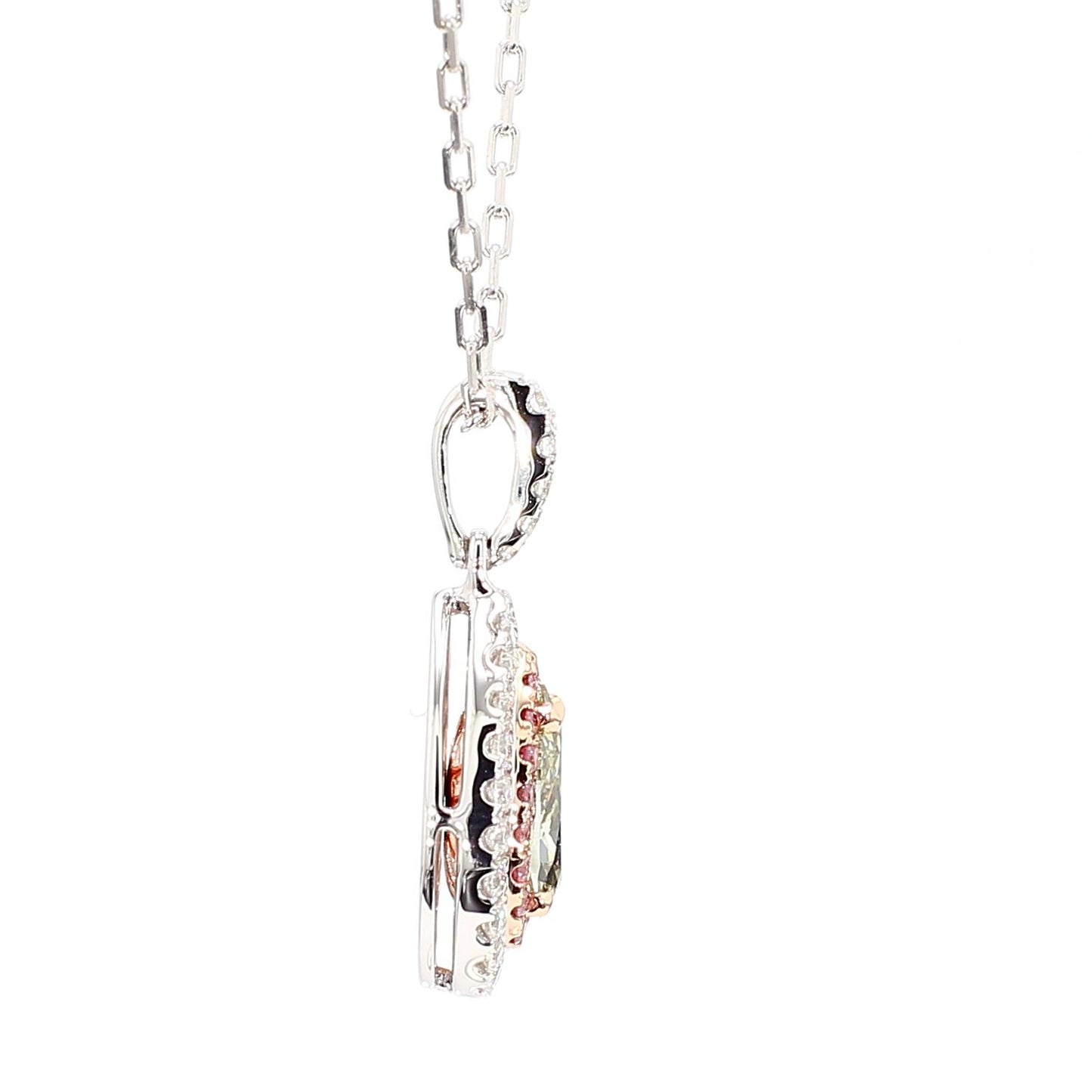 GIA Natural Fancy Grayish Yellowish Green Pear Diamond 1.20 Carat Gold Pendant