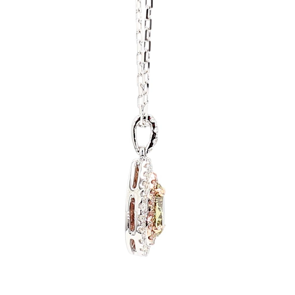 GIA Natural Fancy Brownish Greenish Yellow Pear Diamond 1.06 Carat Gold Pendant