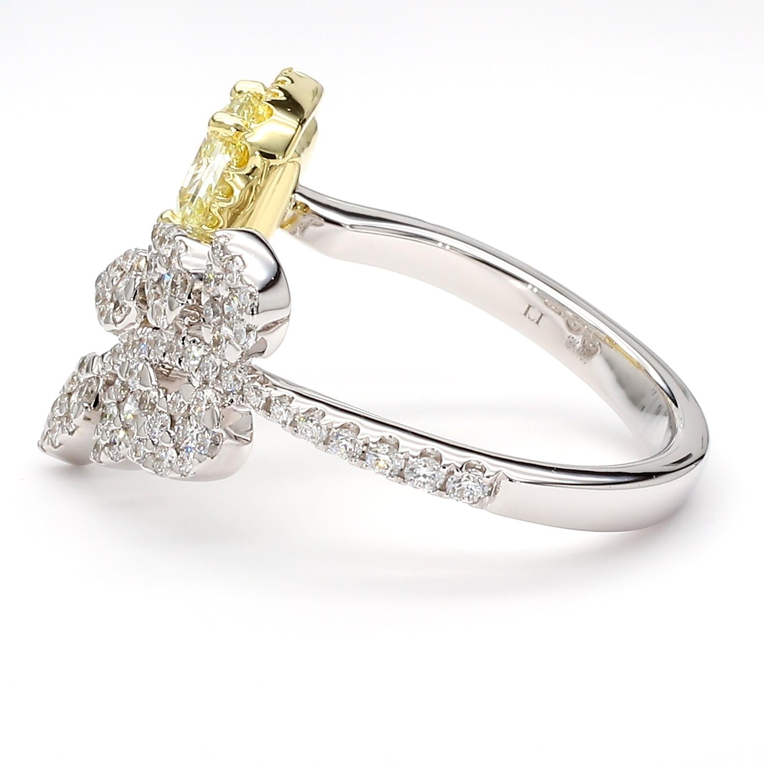 GIA Certified Natural Light Yellow Radiant Diamond 1.38 Carat TW Gold Ring