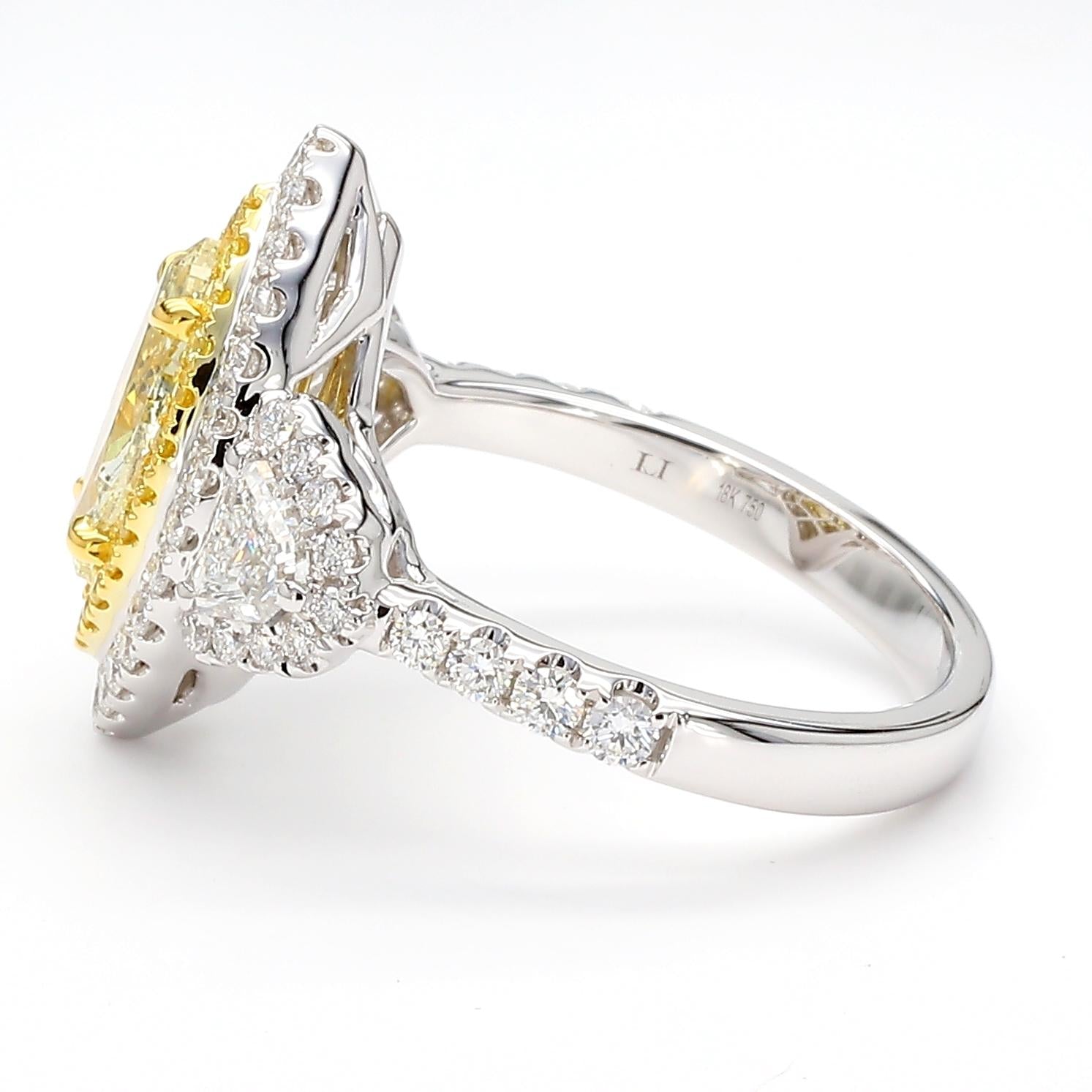 GIA Certified Natural Light Yellow Marquise Diamond 2.19 Carat TW Gold Ring