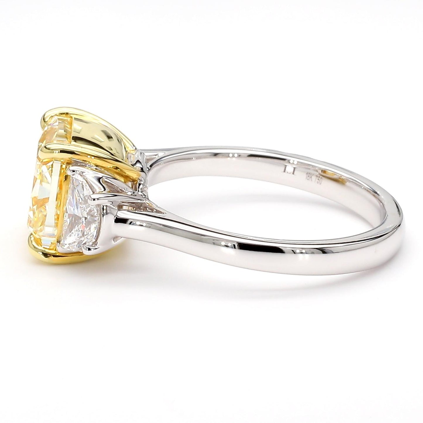 GIA Certified Natural Light Yellow Cushion Diamond 4.72 Carat TW Gold Ring