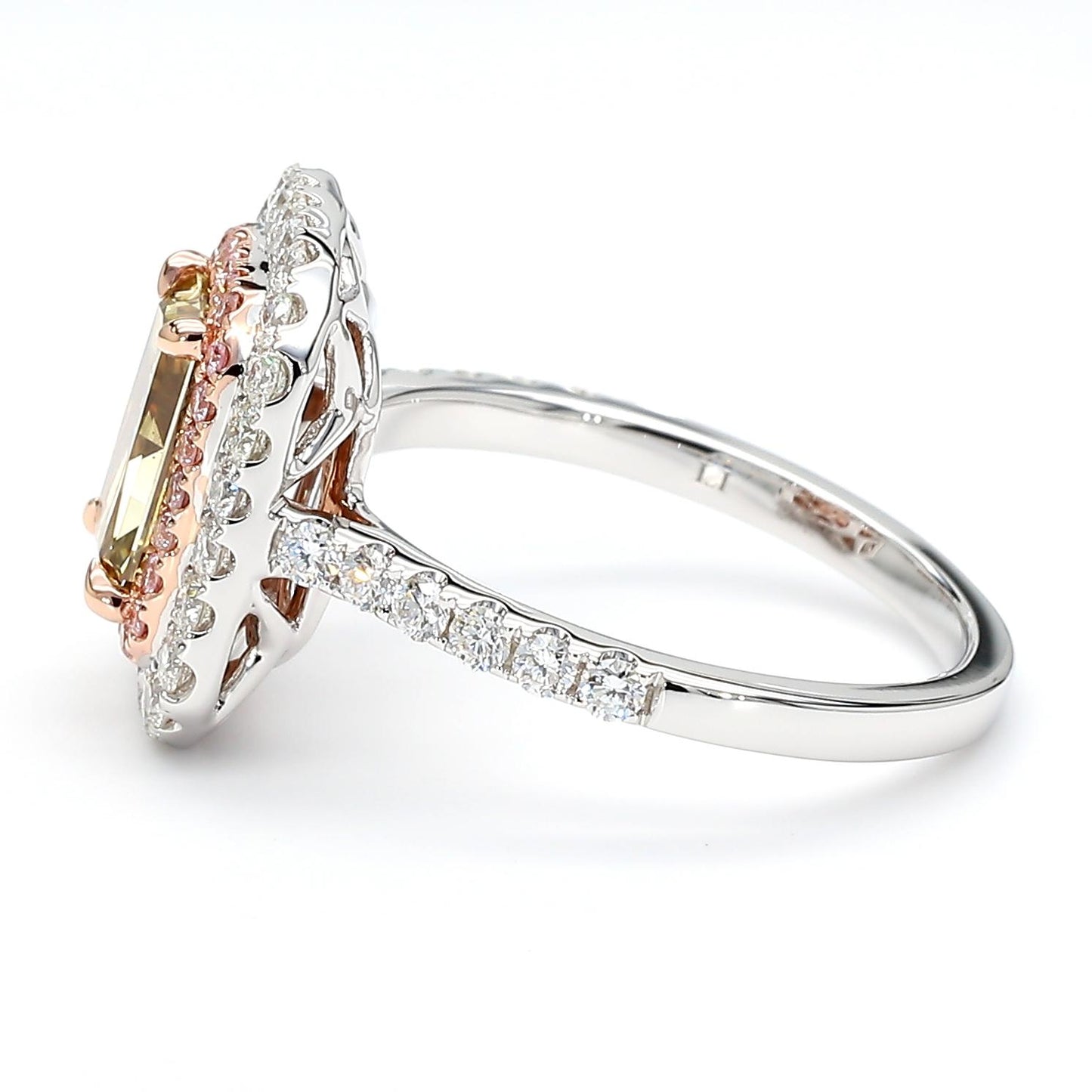GIA Natural Fancy Dark Brown-Greenish Yellow Radiant Diamond 2.30 CTS Gold Ring