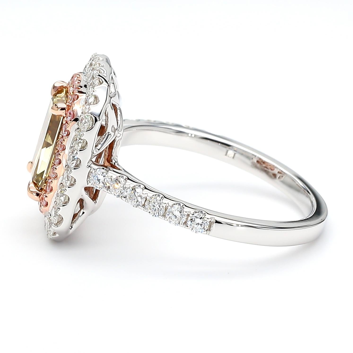GIA Natural Fancy Dark Brown-Greenish Yellow Radiant Diamond 2.30 CTS Gold Ring
