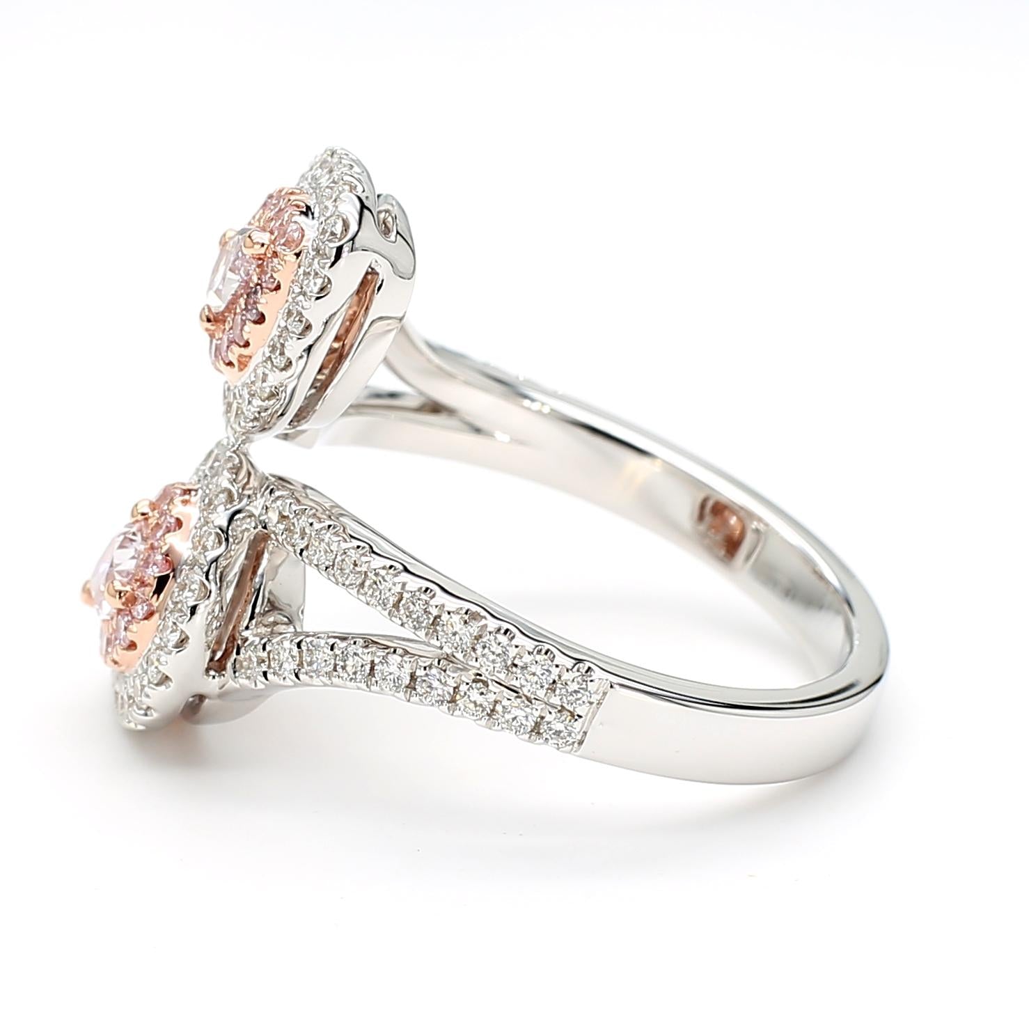 GIA Certified Natural Light Pink Pear Diamond 1.05 Carat TW Gold Ring